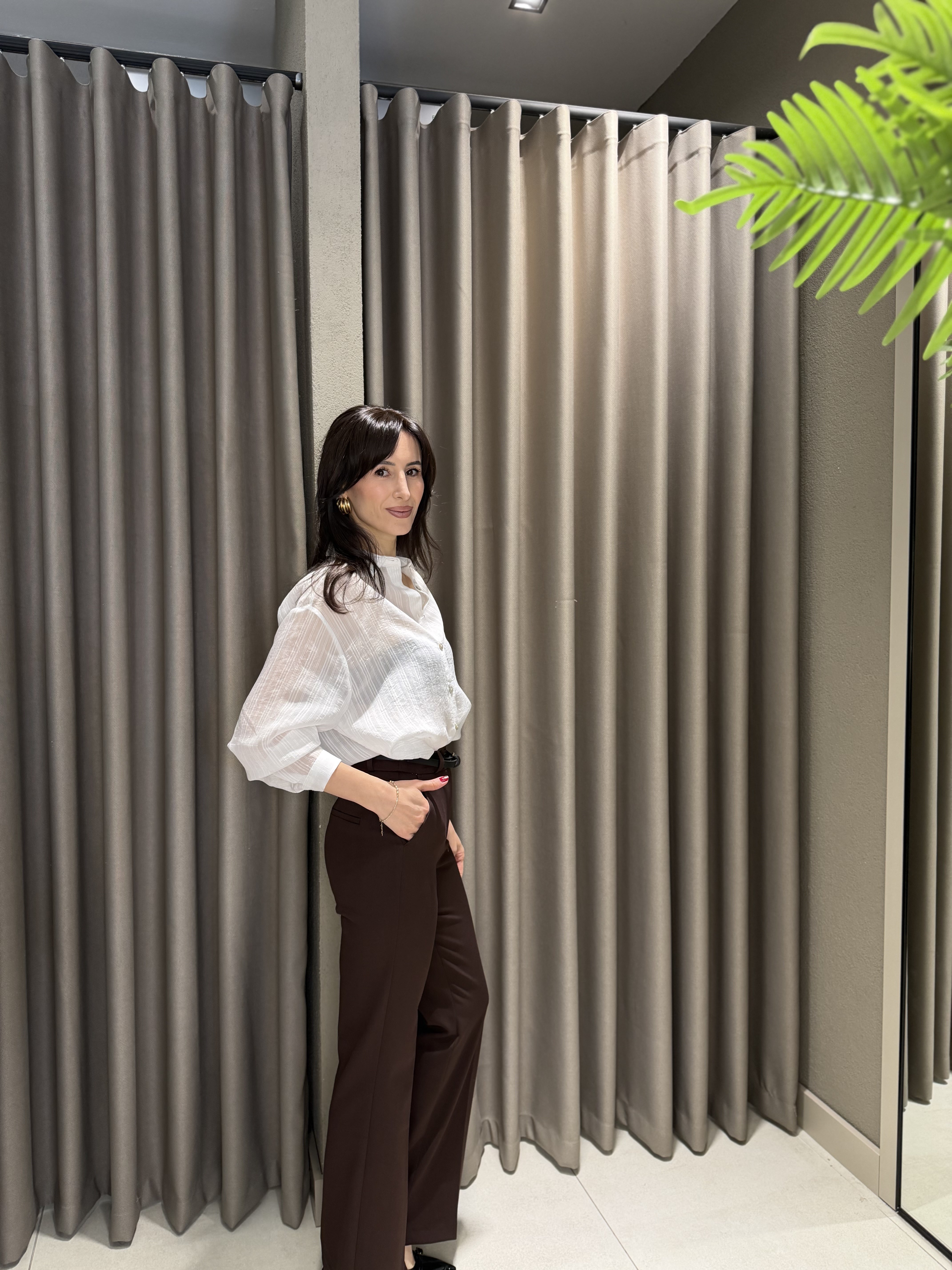 ÇİZGİLİ TRANSPARAN OWERSİZE GÖMLEK BEYAZ