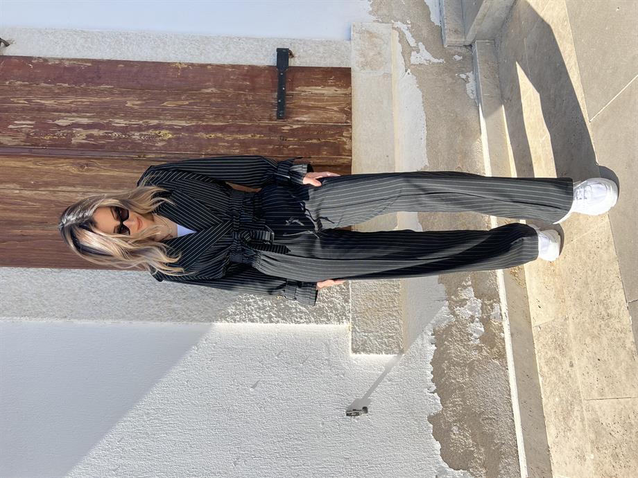 Çizgili Trenç Takım