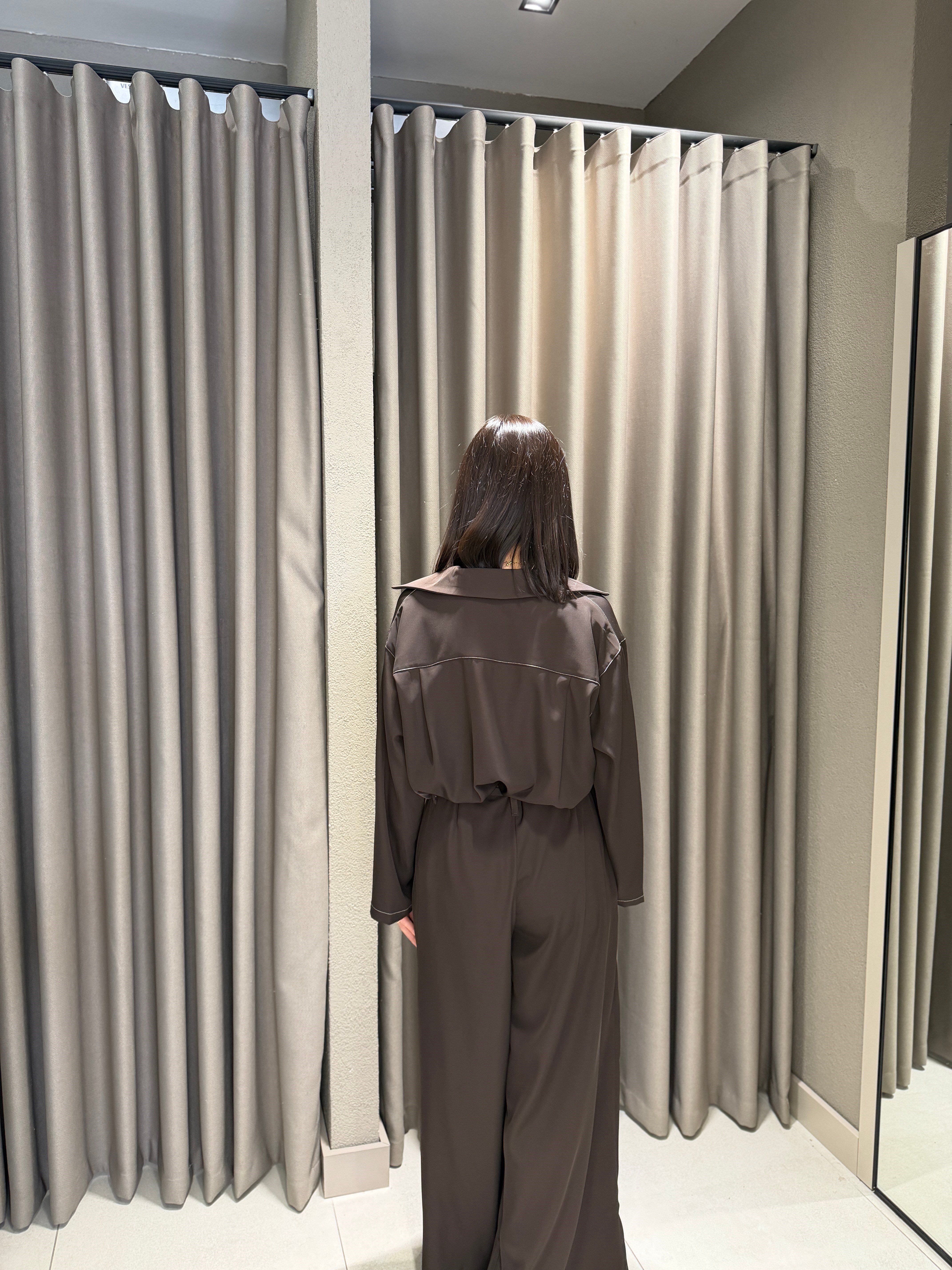 Dikiş Detay Takım KAHVE