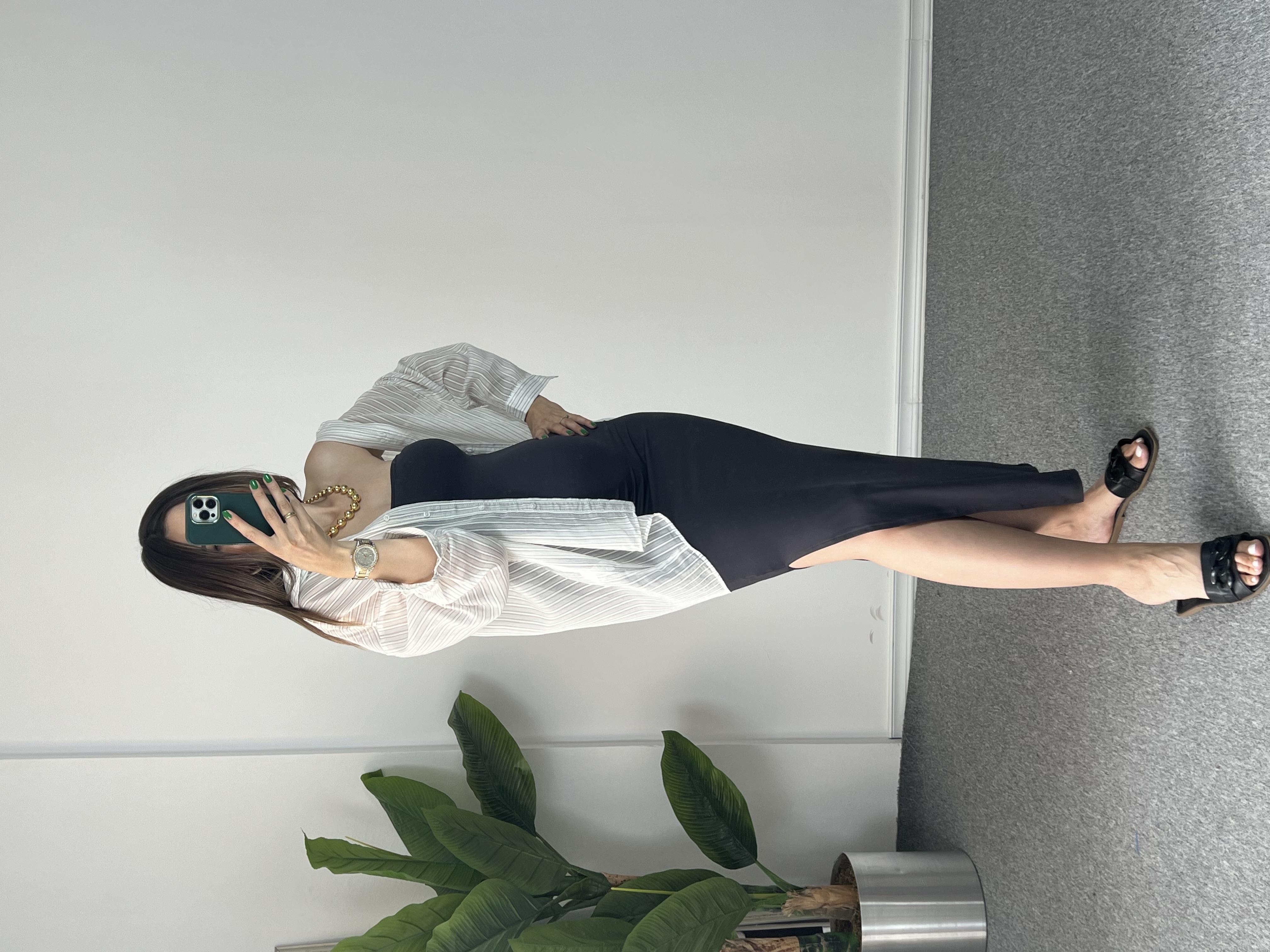 Dilvin Antrasit Straplez Yırtmaçlı Elbise