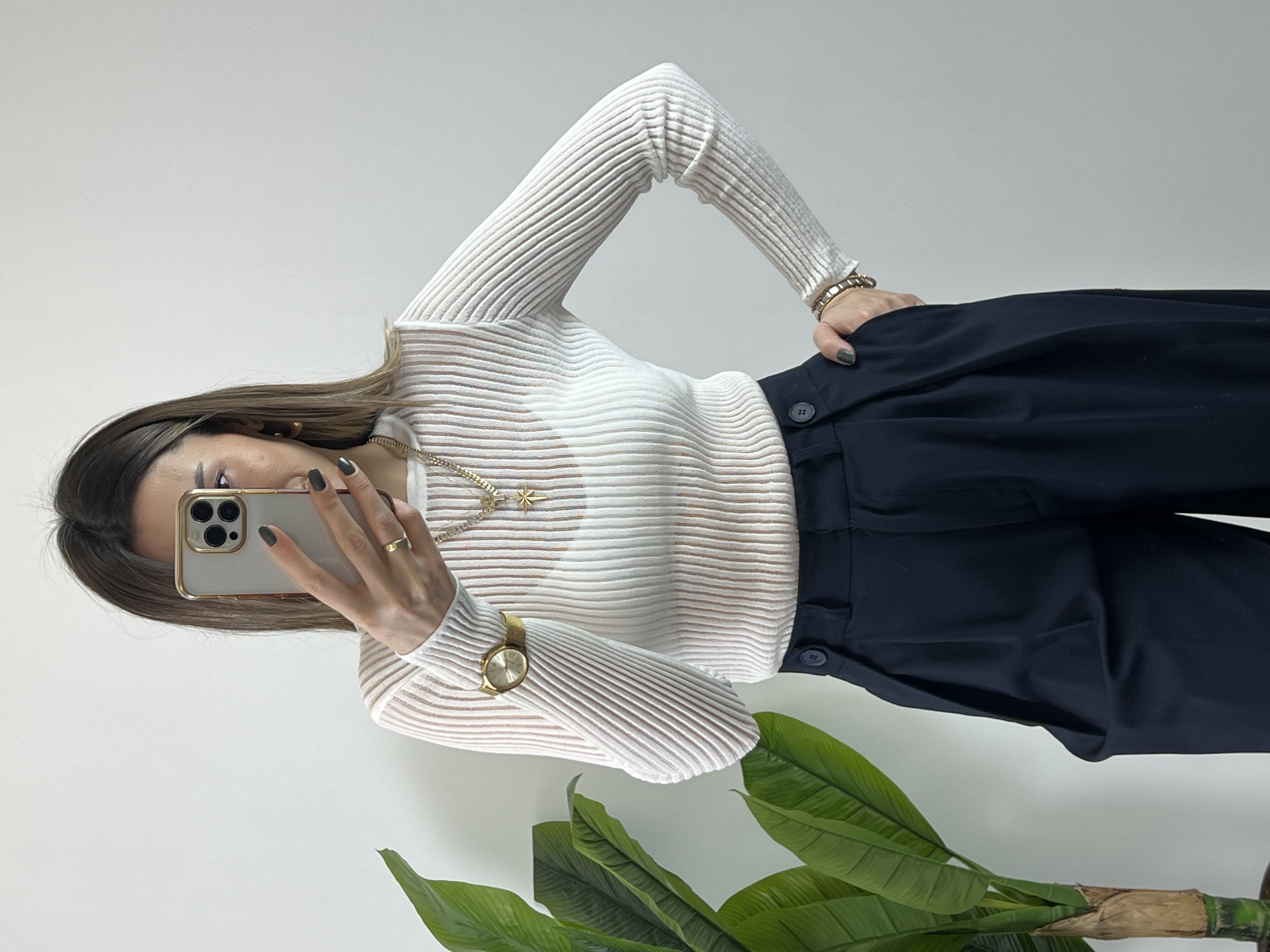 Dilvin Beyaz File Bluz