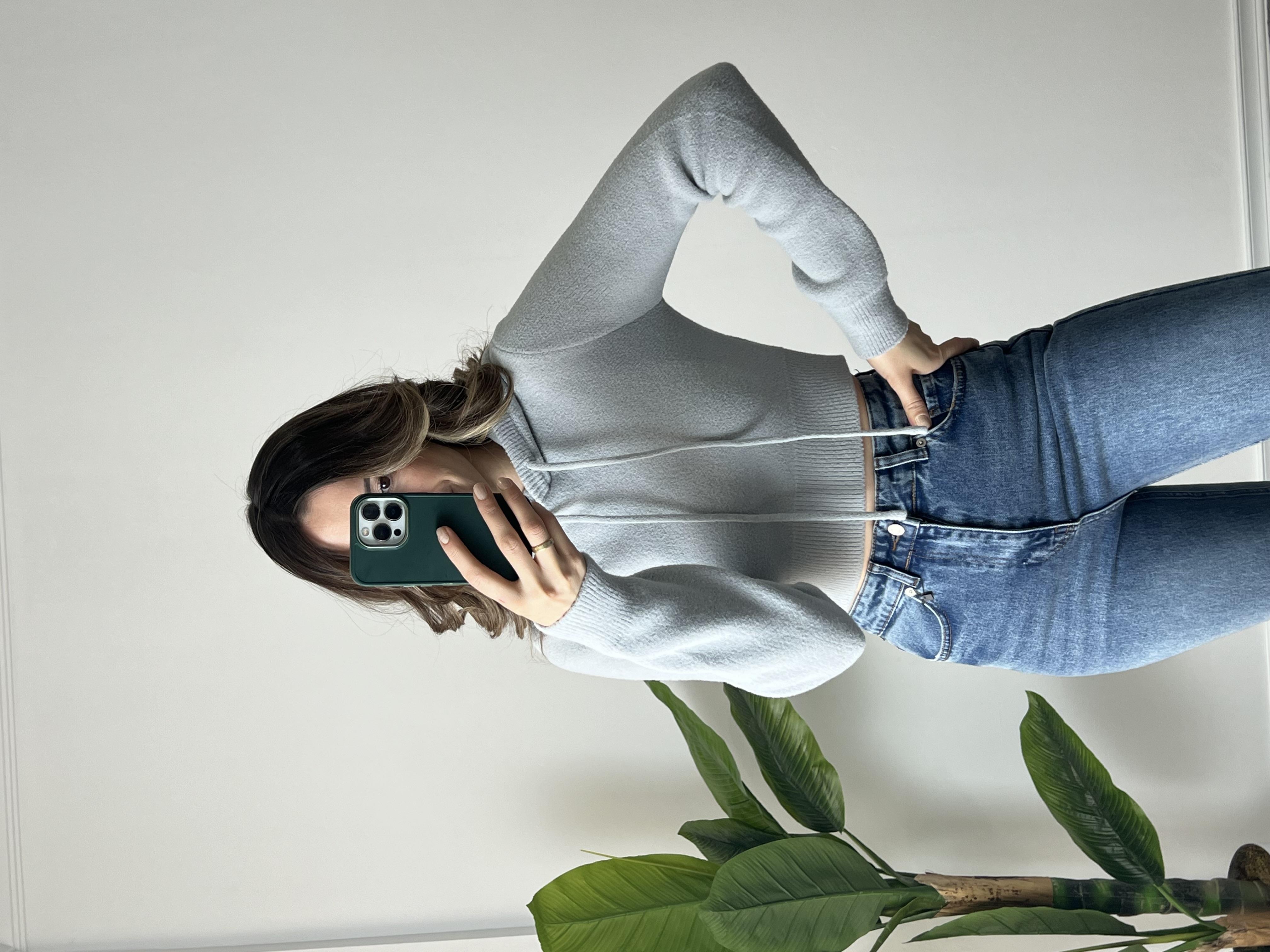 Dilvin Kapüşonlu Yumoş Gri Kazak