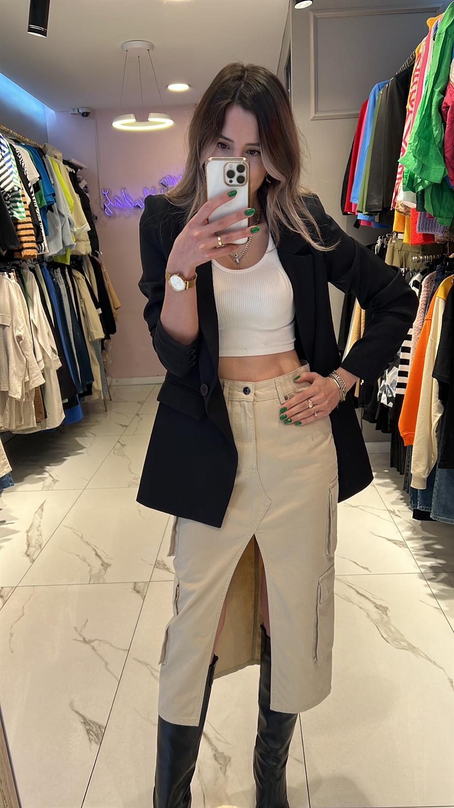 Dilvin Kargo Yırtmaçlı Etek