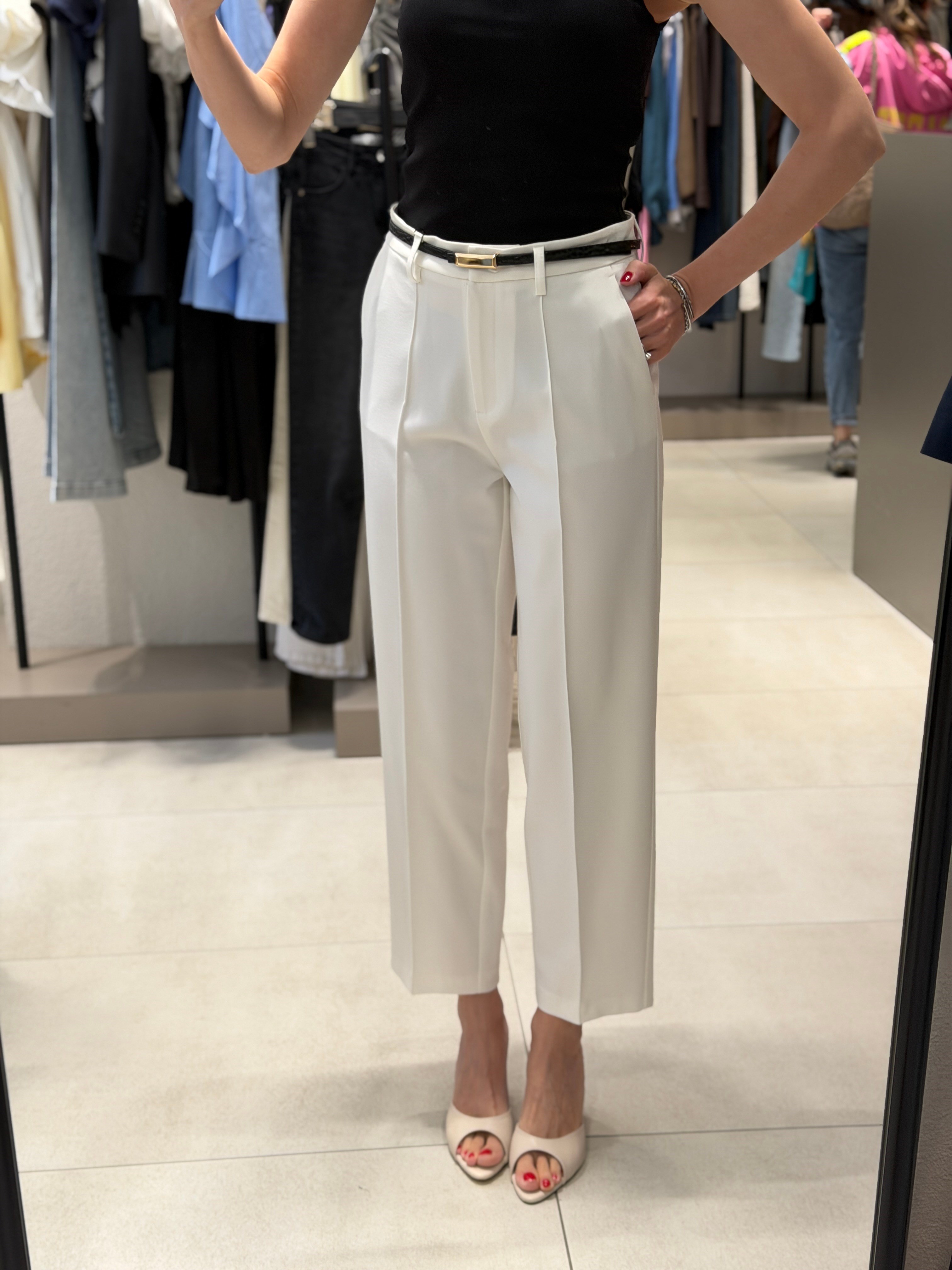 DİLVİN Kemerli Havuç Pantolon BEYAZ