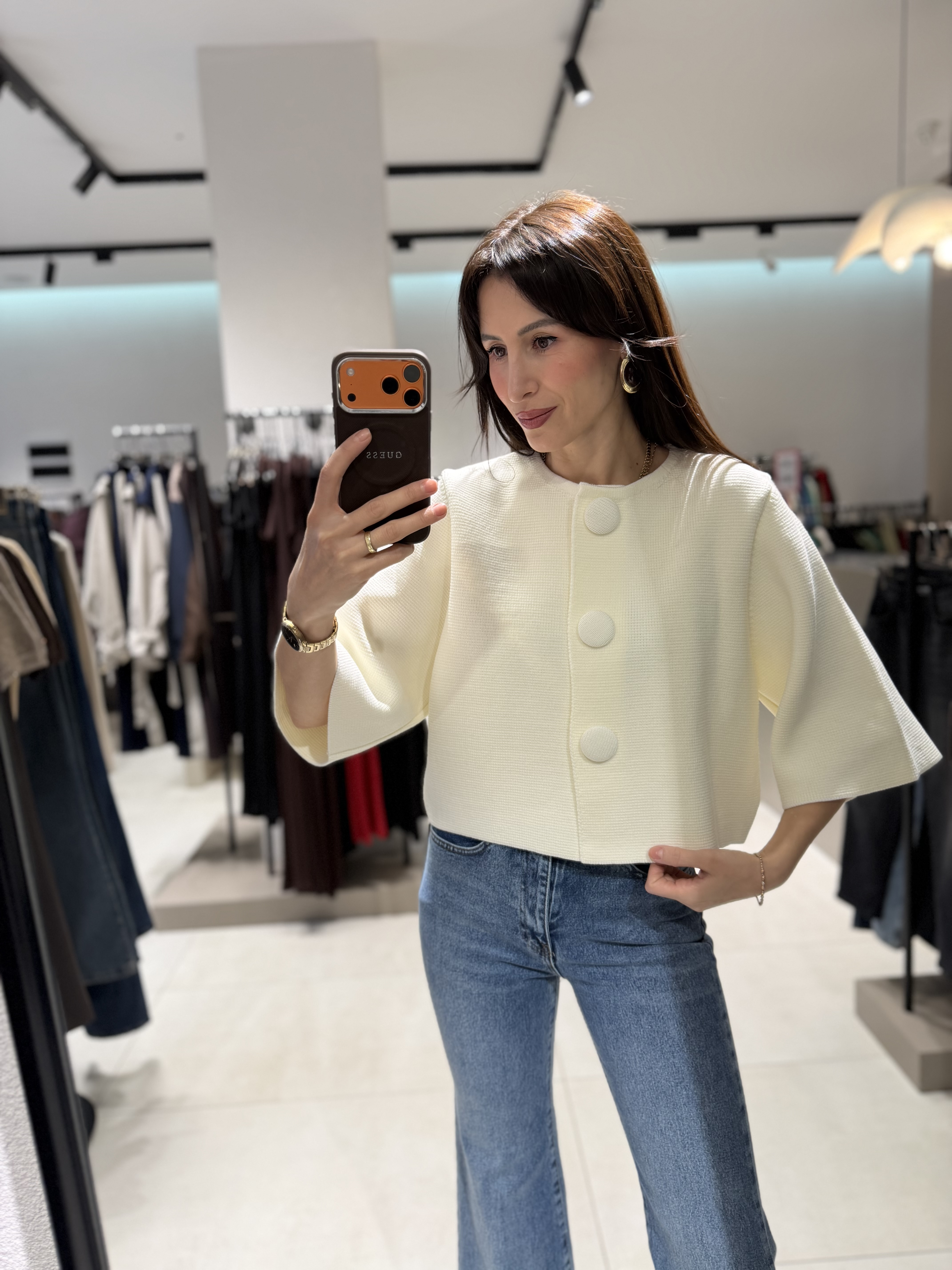 DİLVİN KISA KOLLU ÇELİK TRİKO HIRKA EKRU