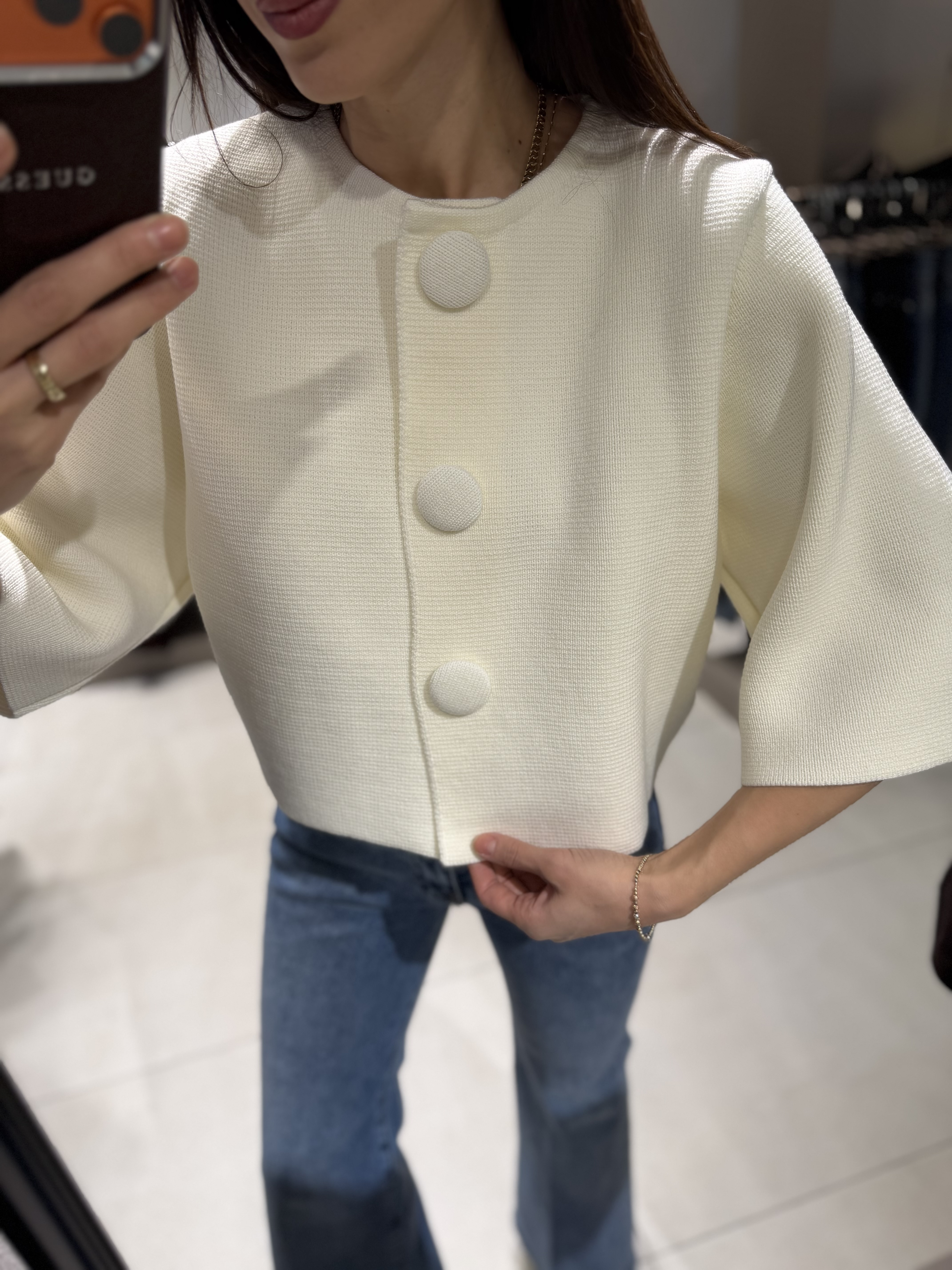 DİLVİN KISA KOLLU ÇELİK TRİKO HIRKA EKRU