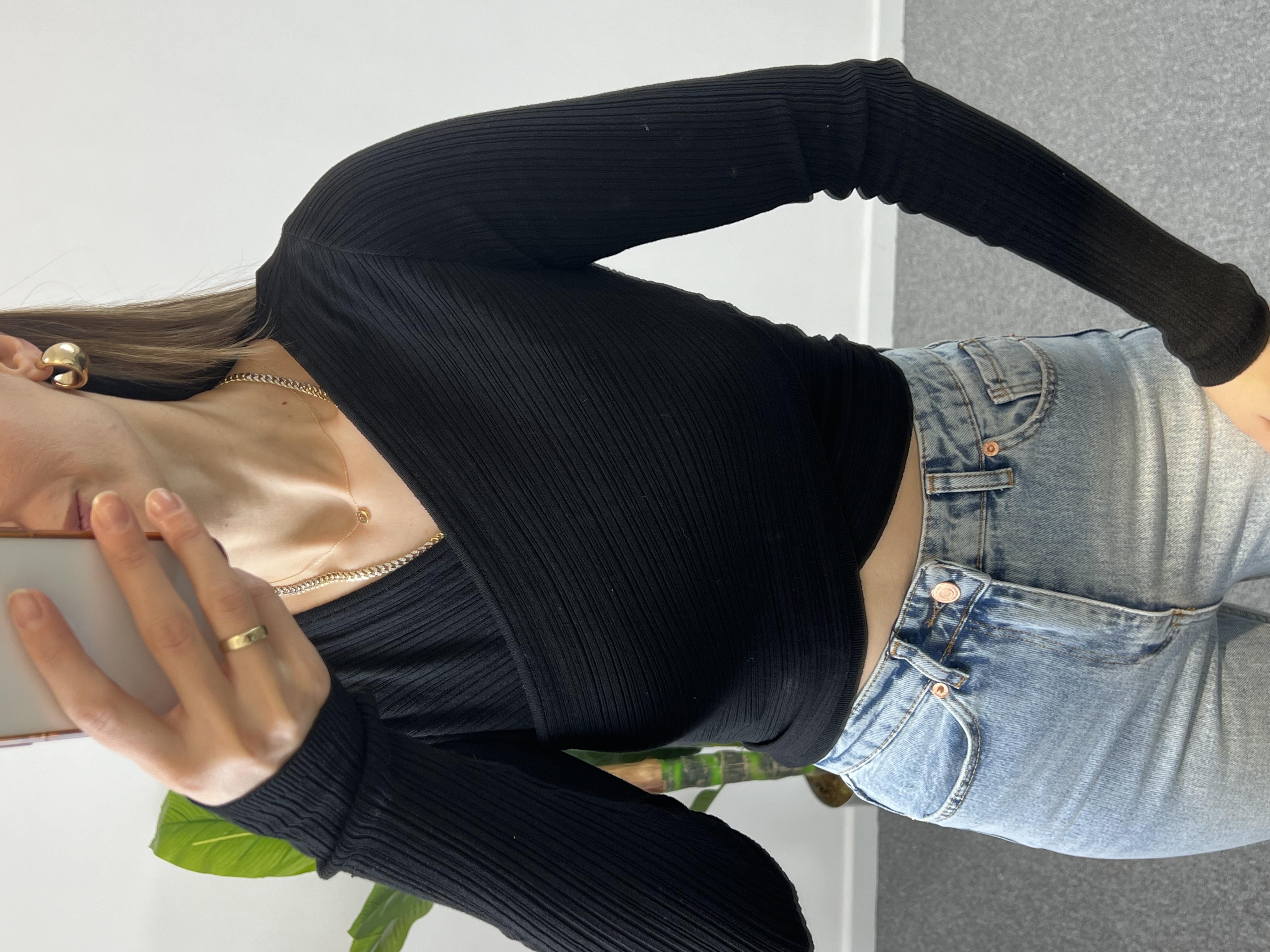 Dilvin Önü Çapraz Siyah Bluz