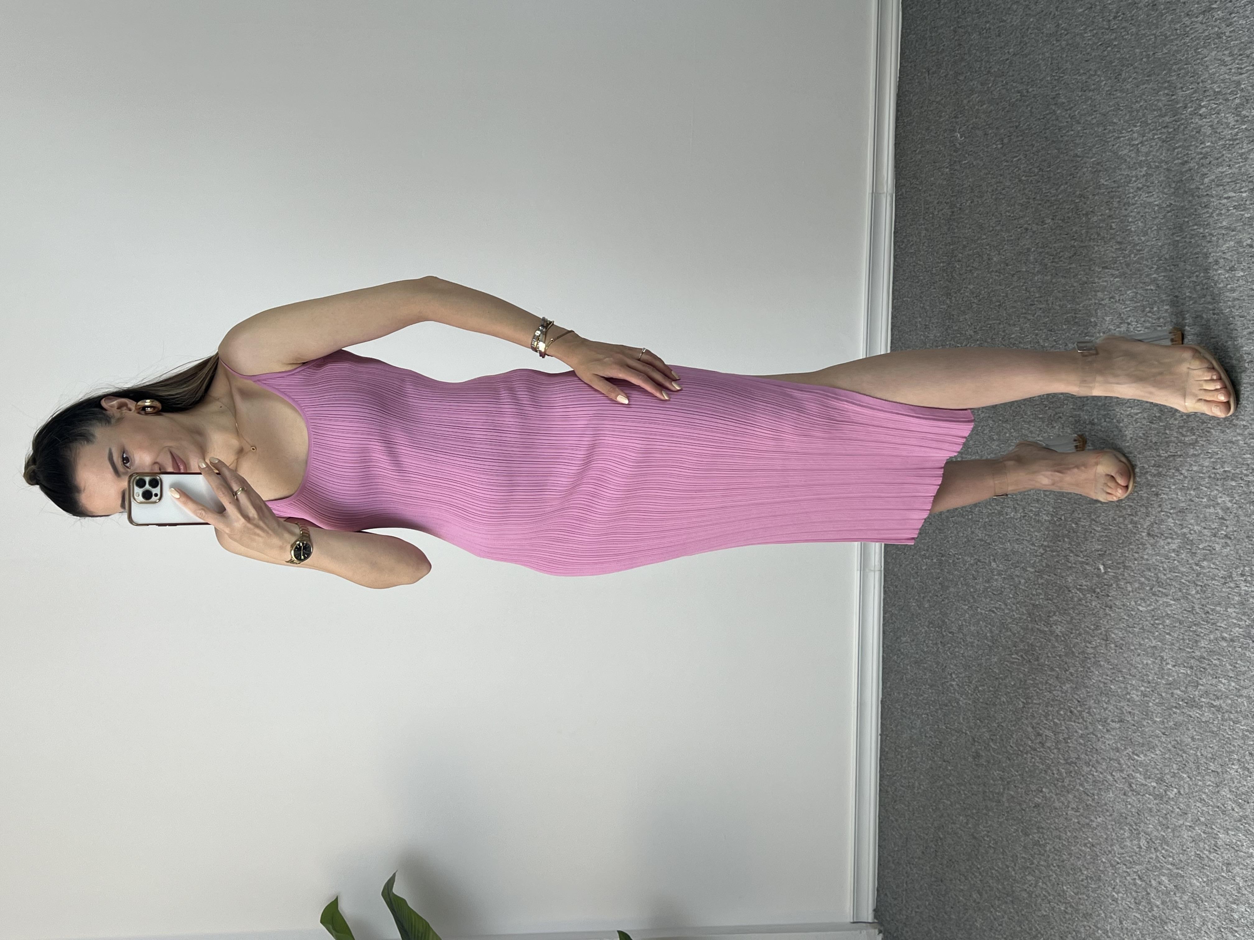 Dilvin Pembe Çelik Triko Elbise