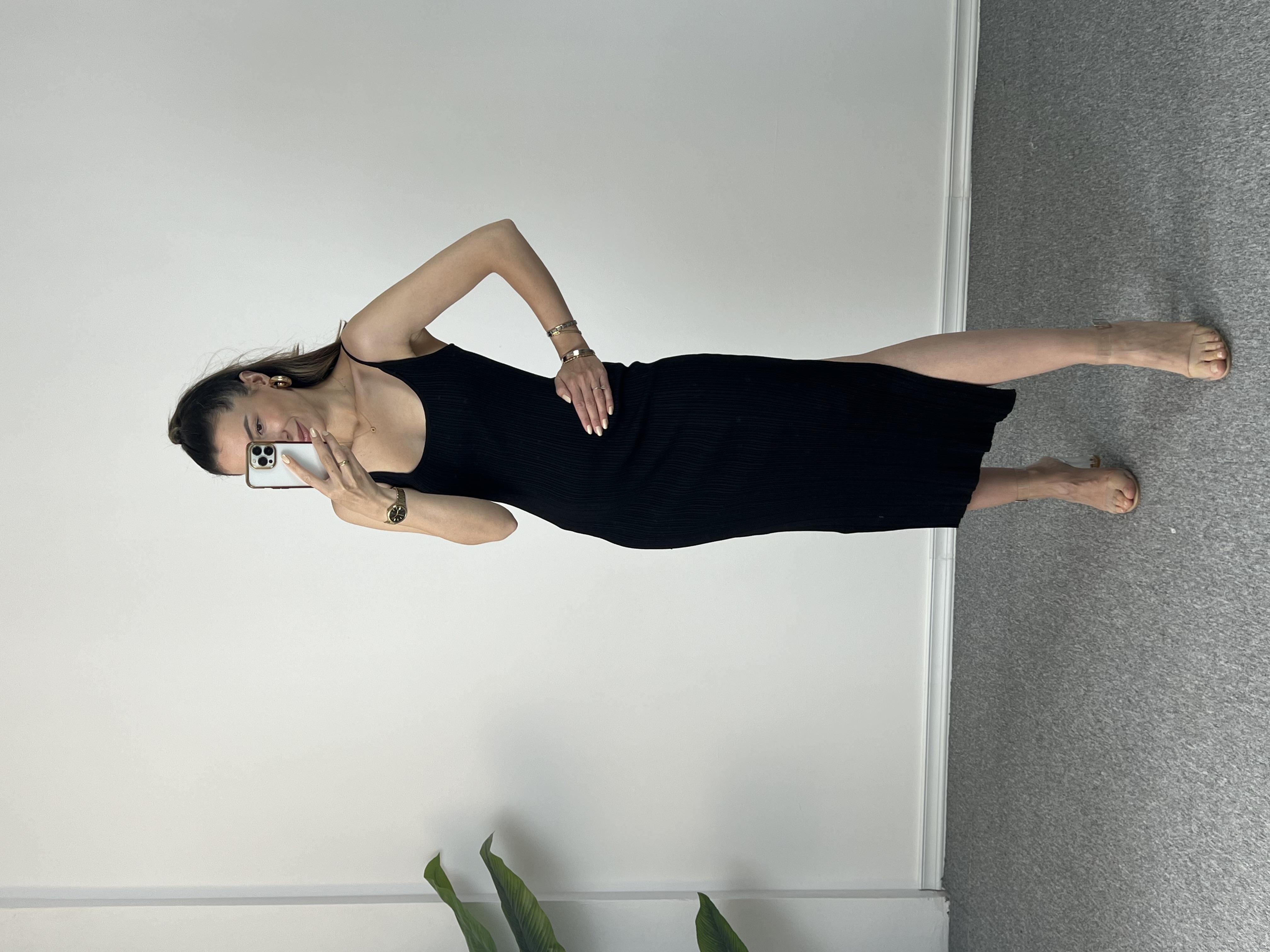 Dilvin Siyah Çelik Triko Elbise