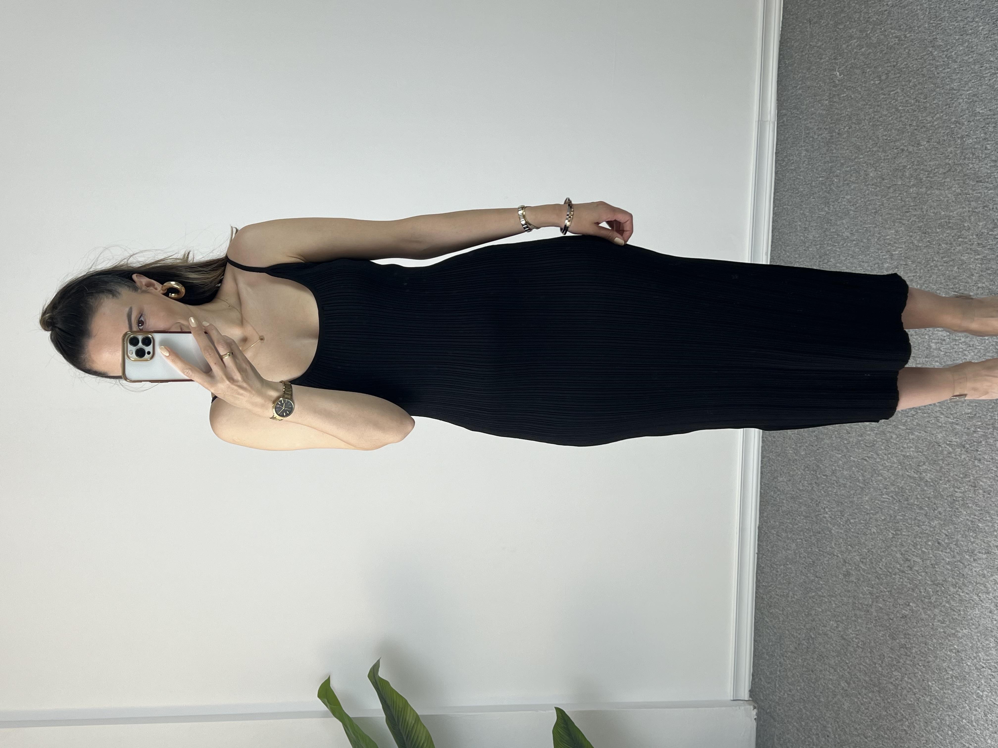 Dilvin Siyah Çelik Triko Elbise