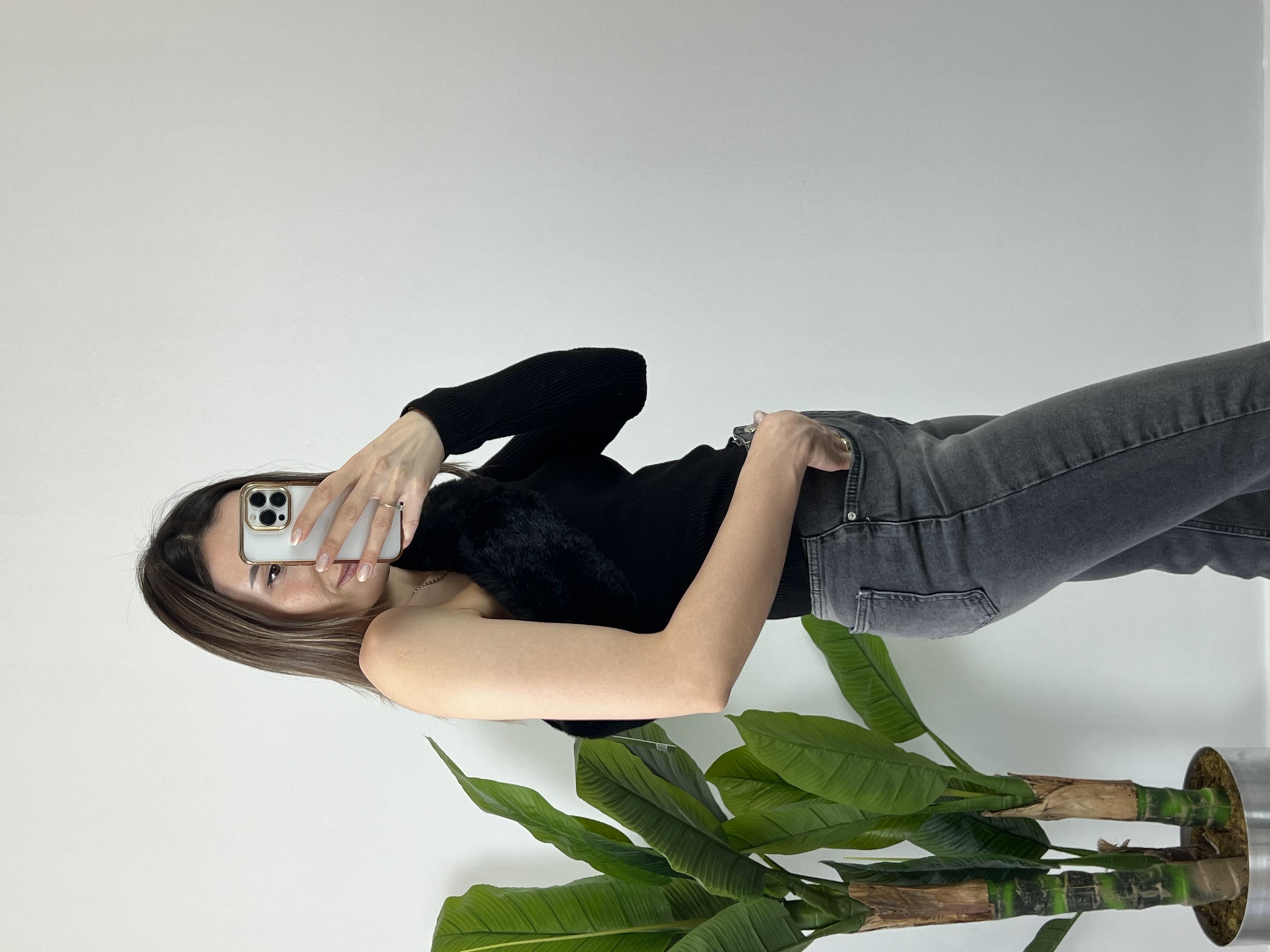 Dilvin tek omuz siyah bluz