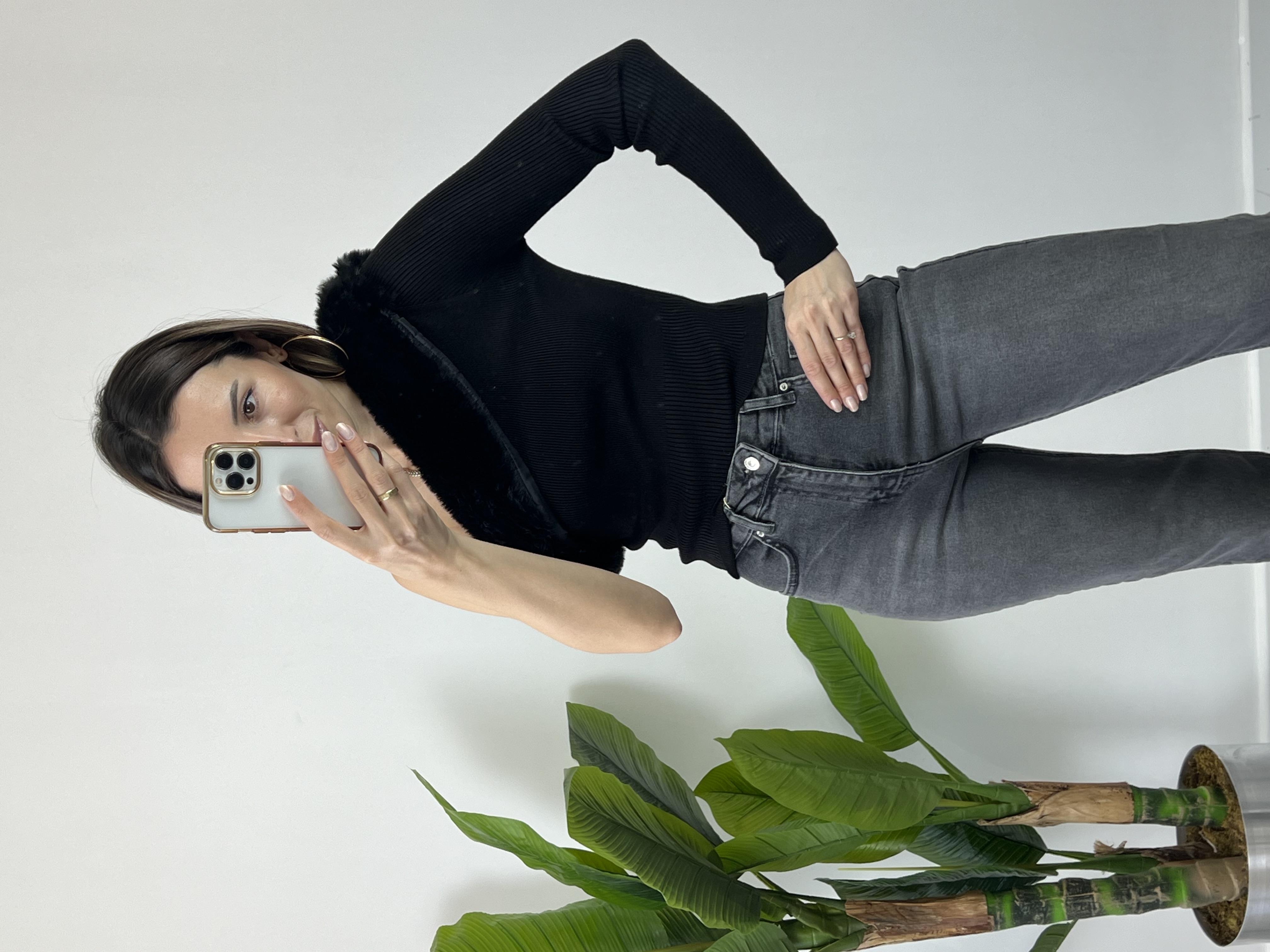 Dilvin tek omuz siyah bluz