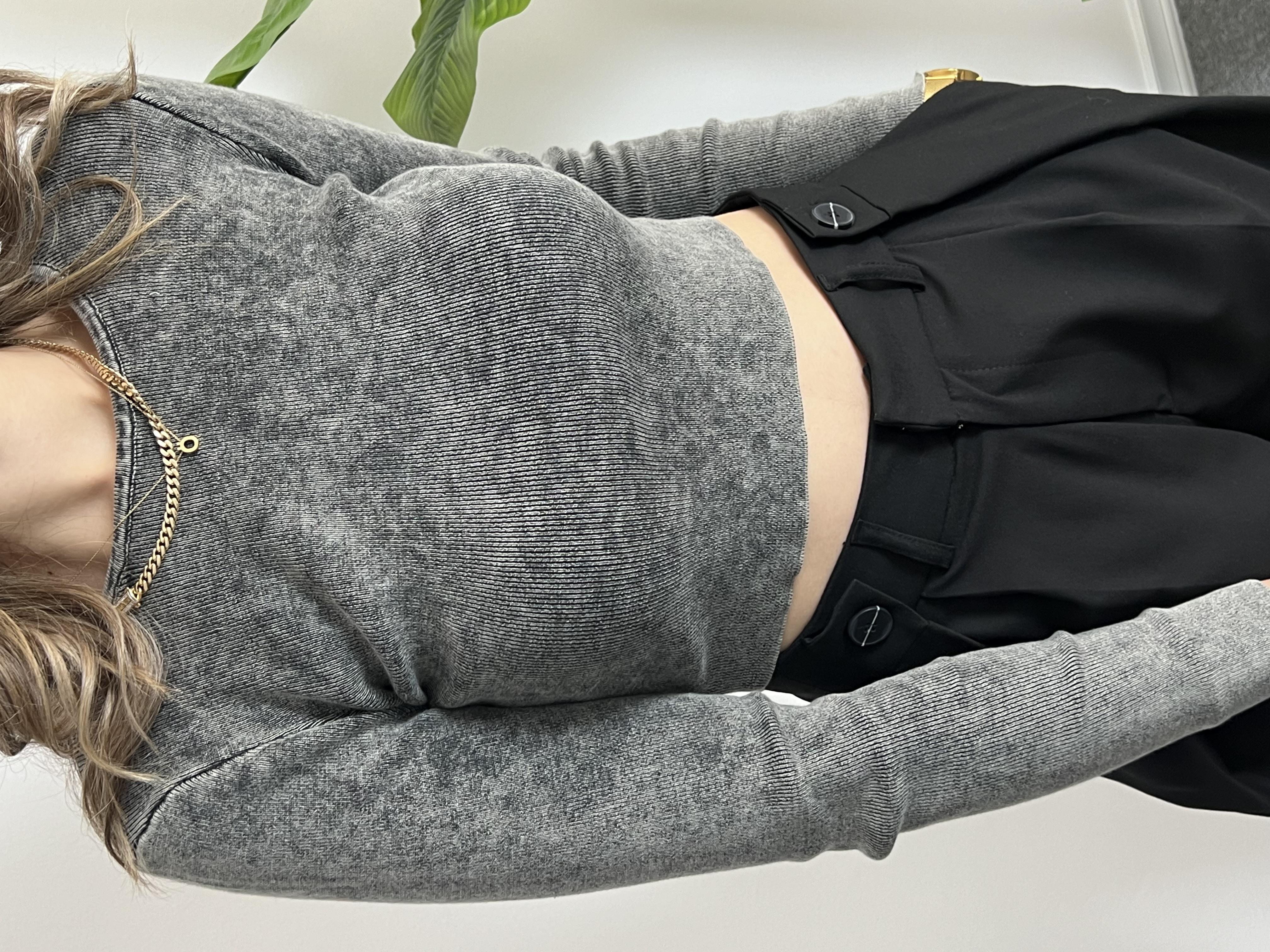 Dilvin Yıkamalı Crop Bluz