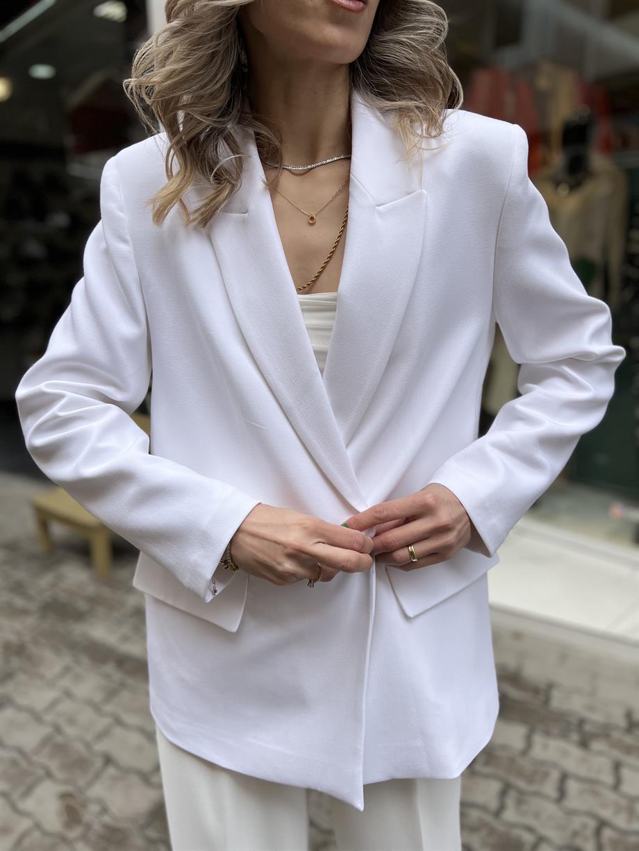 Dlv Beyaz Owersize Blazer Ceket