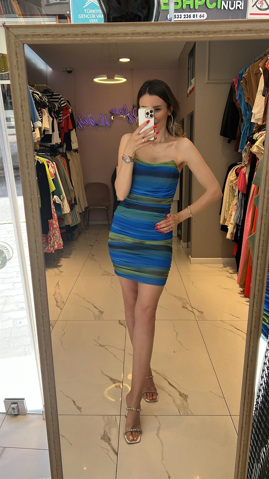 Dlv Tül Straplez Mini Elbise