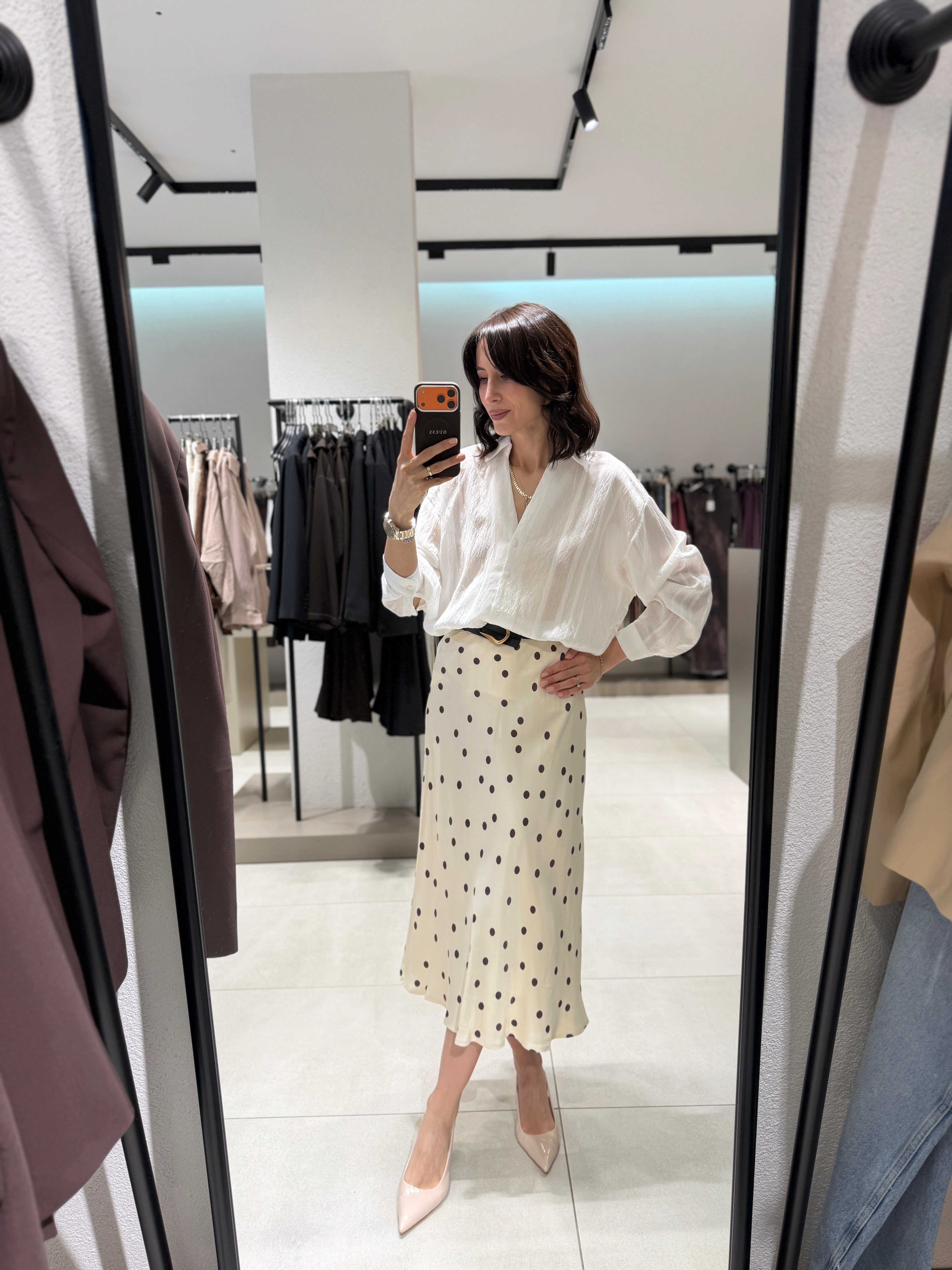 Dokulu Transparan Gömlek BEYAZ