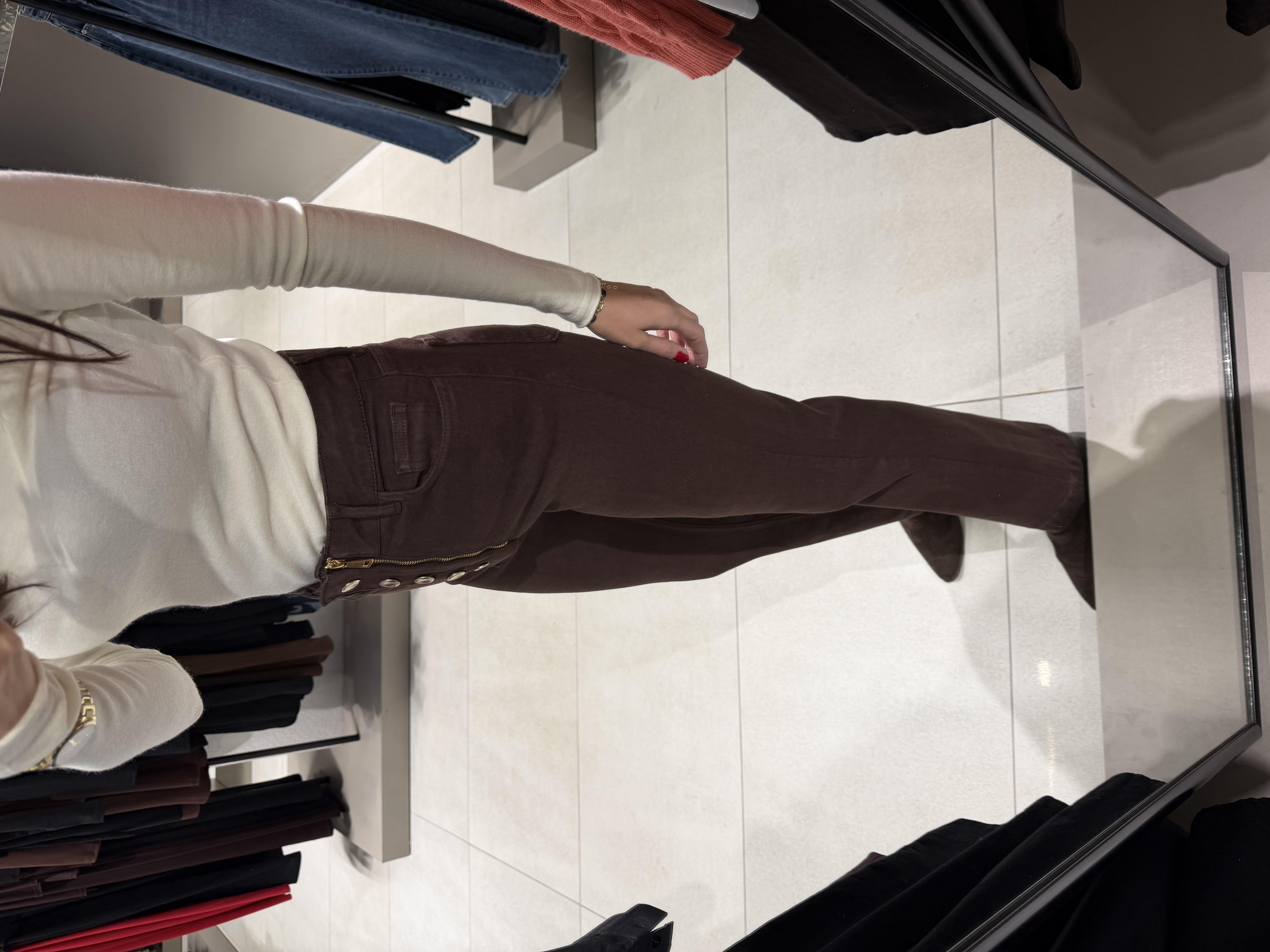 DÜĞME DETAY İSPANYOL JEAN KAHVE