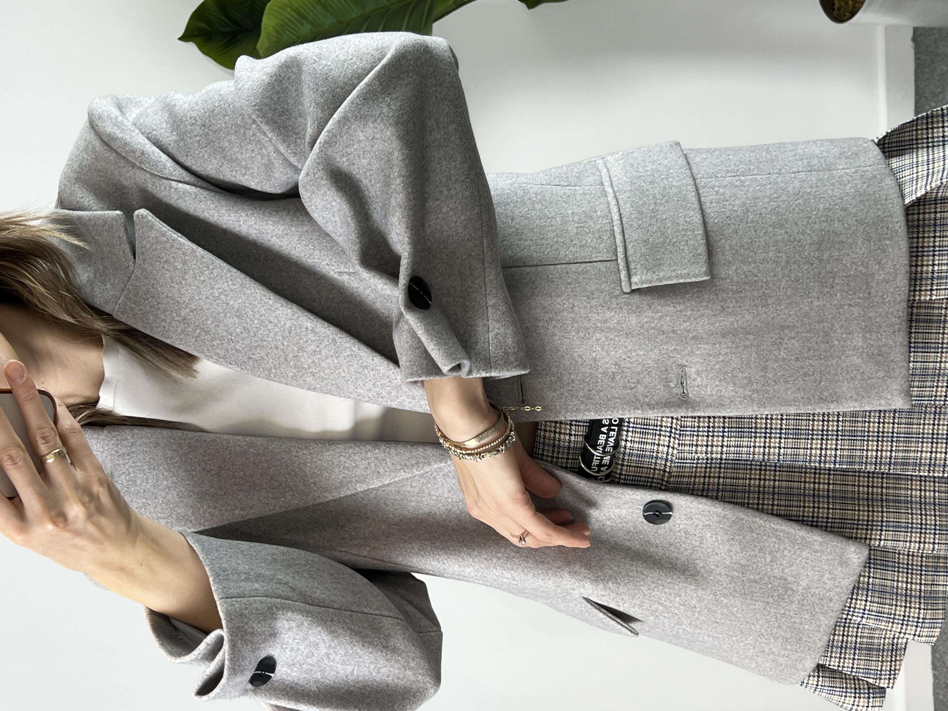 Düğme Detaylı Gri Kaşe Blazer Ceket
