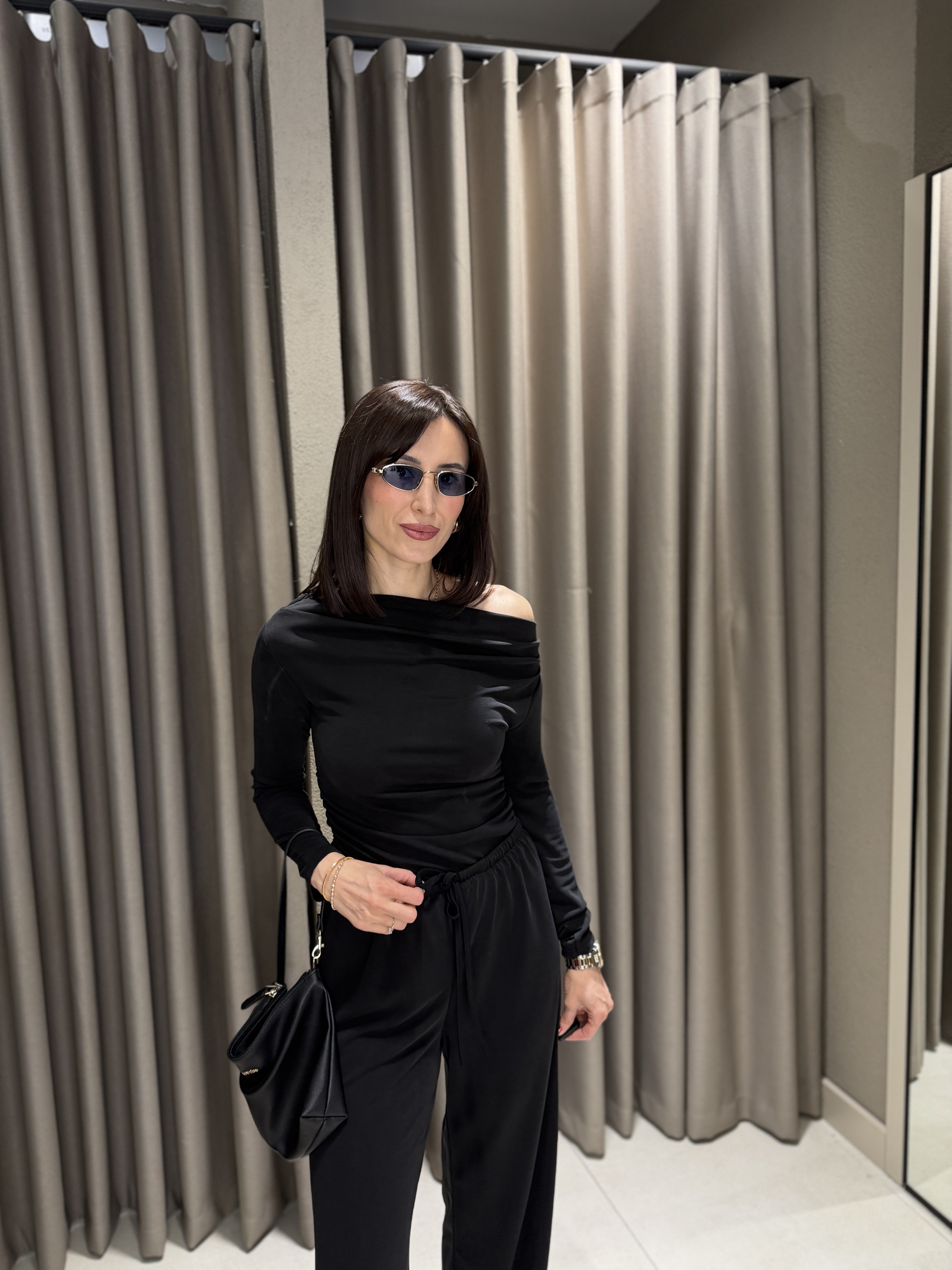 Düşük Omuz Modal Takım SİYAH