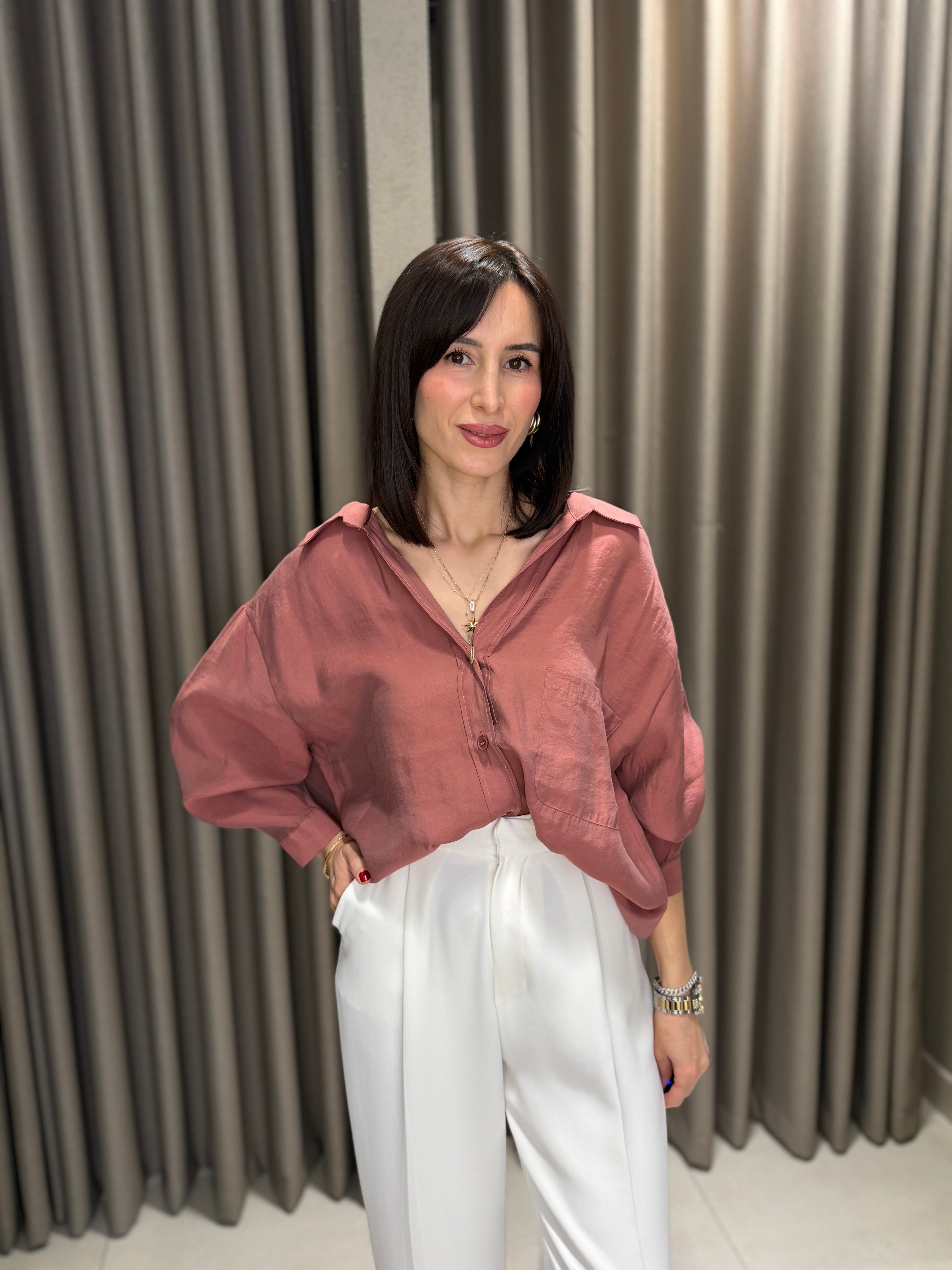 Düşük Omuz Tensel Gömlek TARÇIN