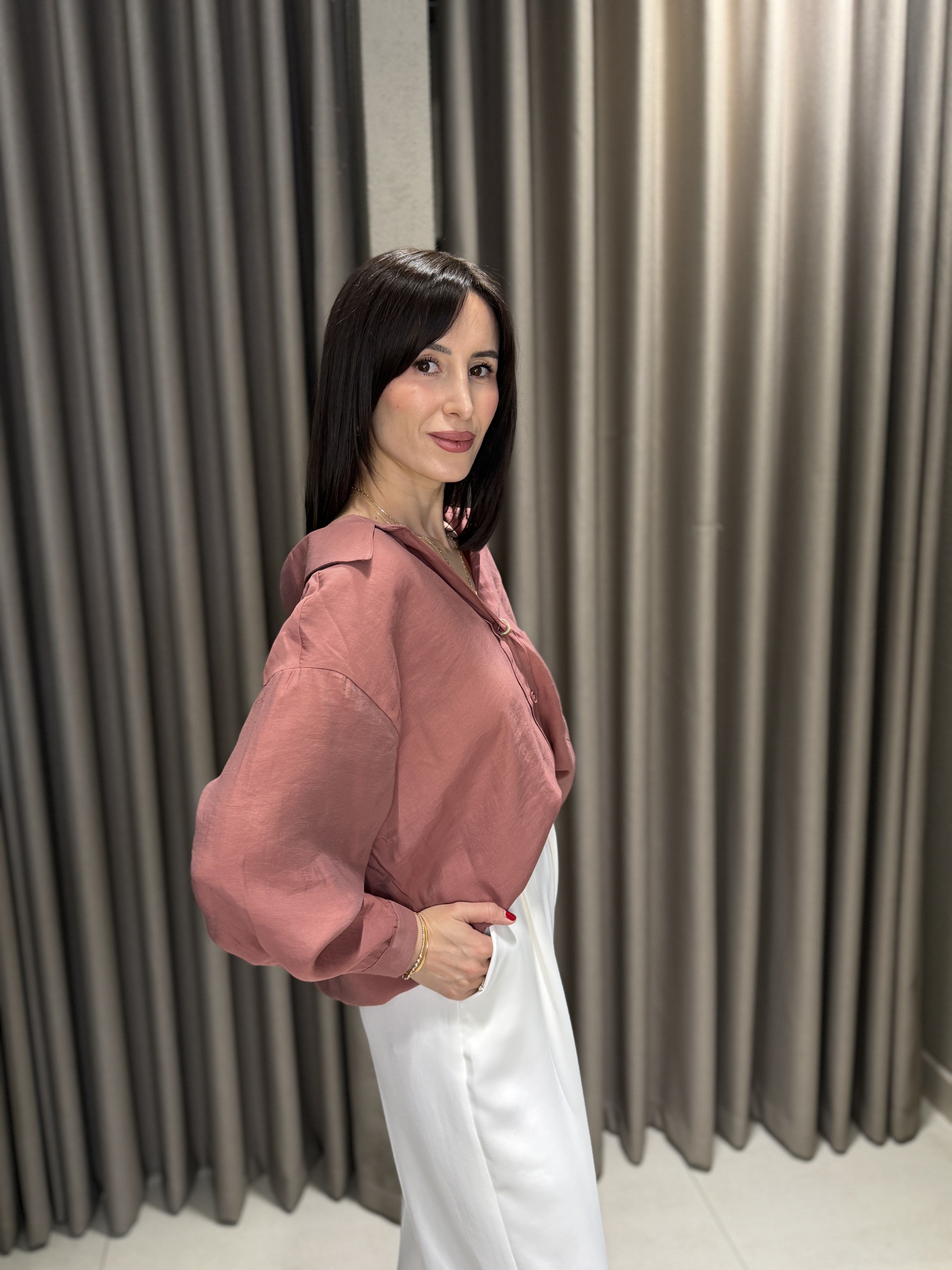 Düşük Omuz Tensel Gömlek TARÇIN