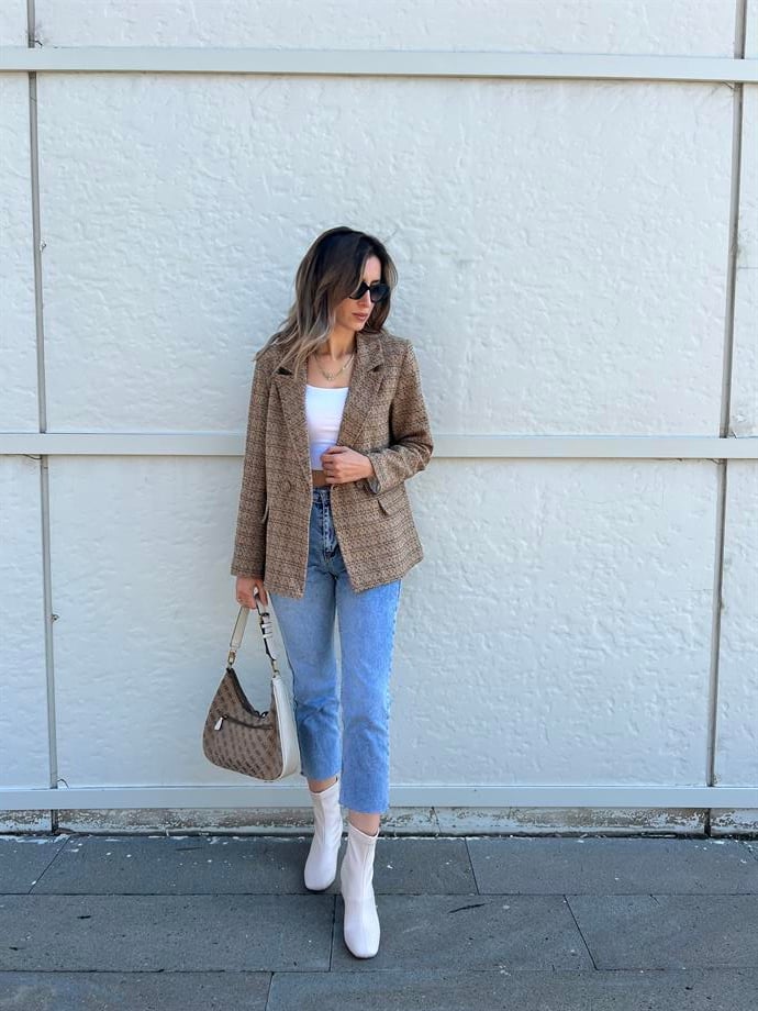 Etnik Desen Blazer Ceket