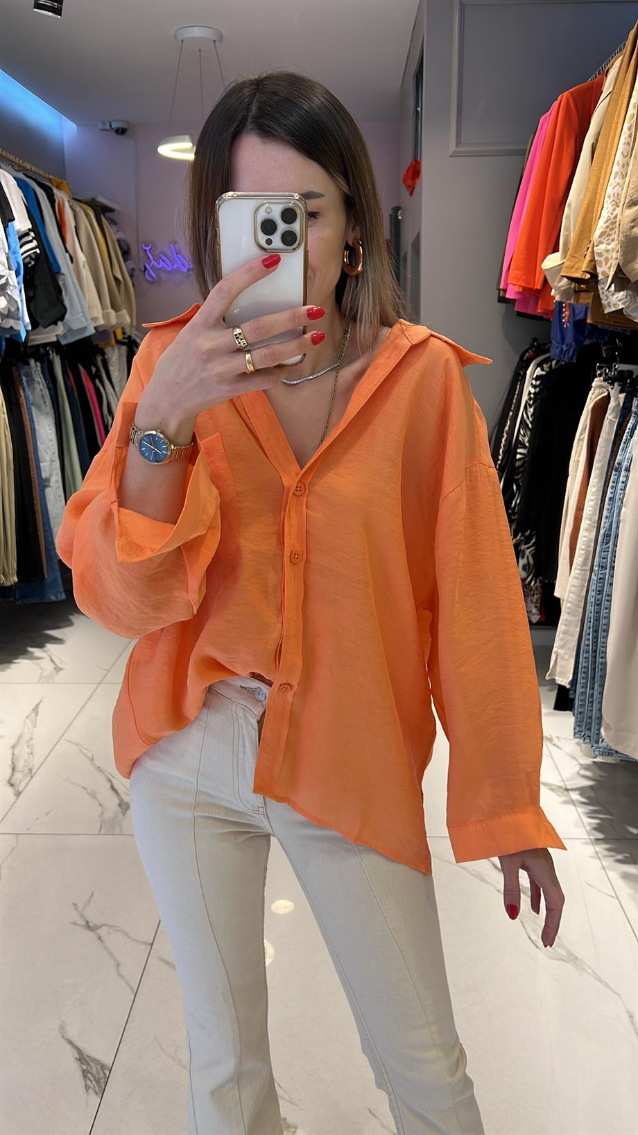 Fsp Tensel Owersize Düşük Omuz Gömlek