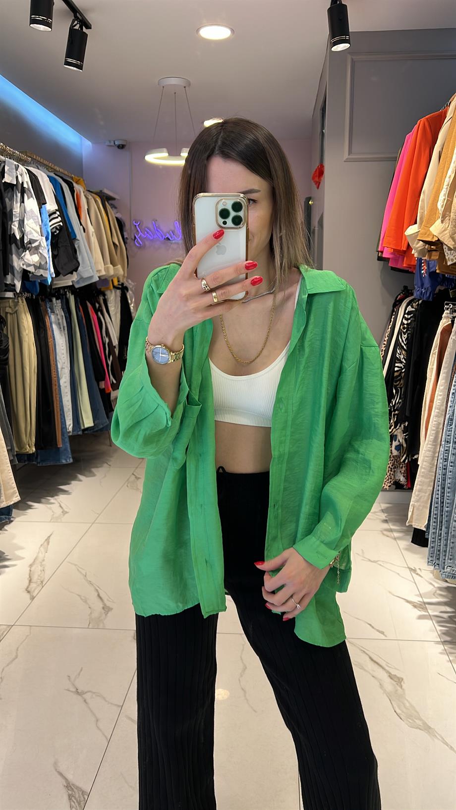 Fsp Tensel Owersize Düşük Omuz Gömlek