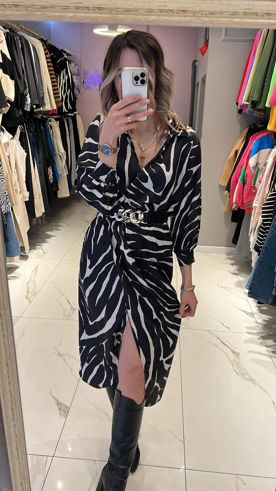 Fsp Zebra Saten Elbise