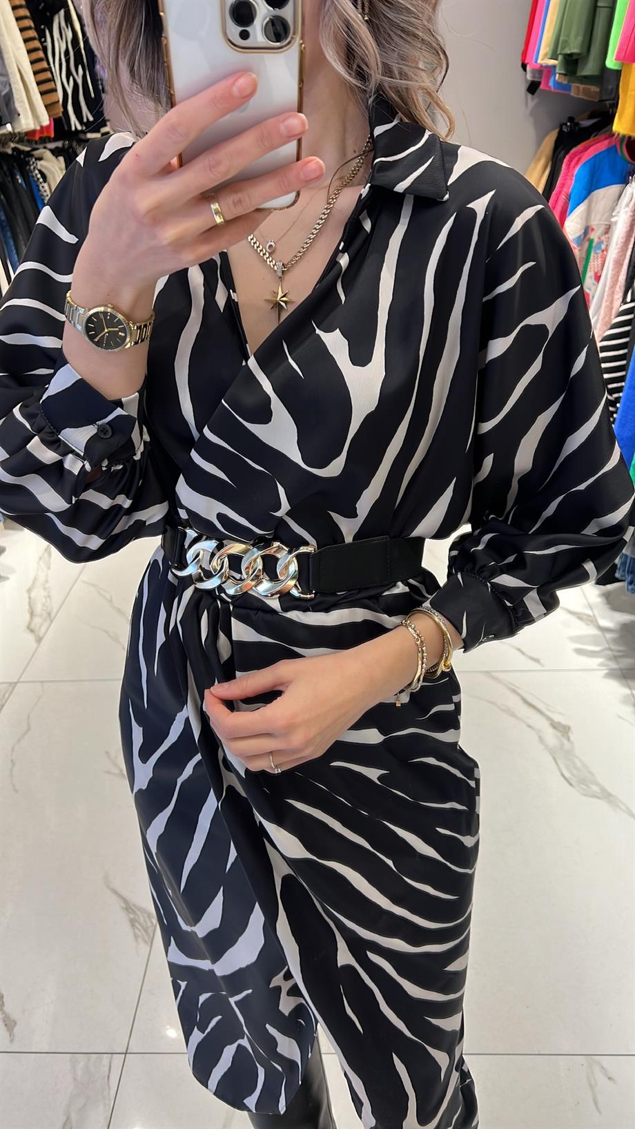 Fsp Zebra Saten Elbise