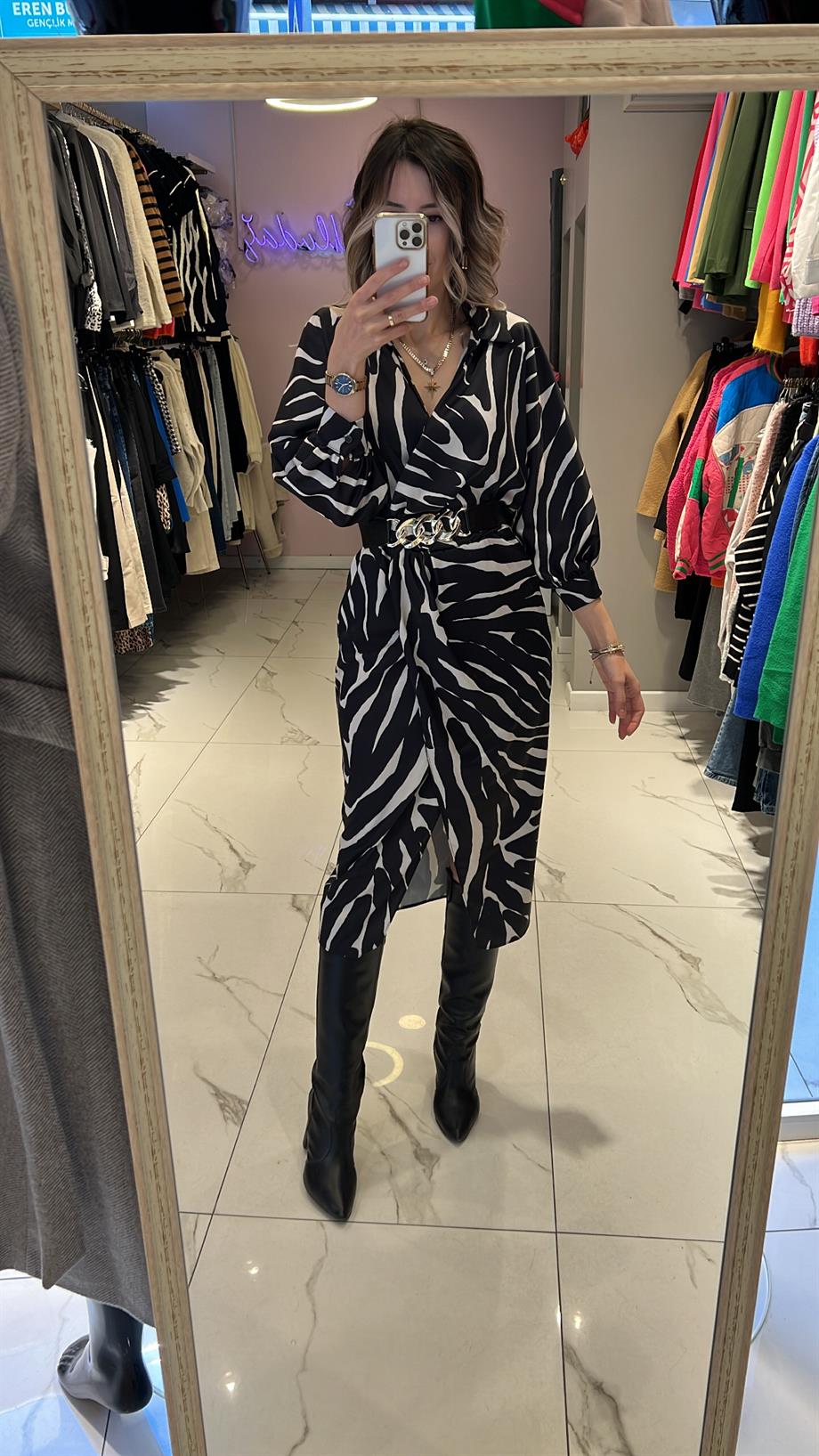 Fsp Zebra Saten Elbise