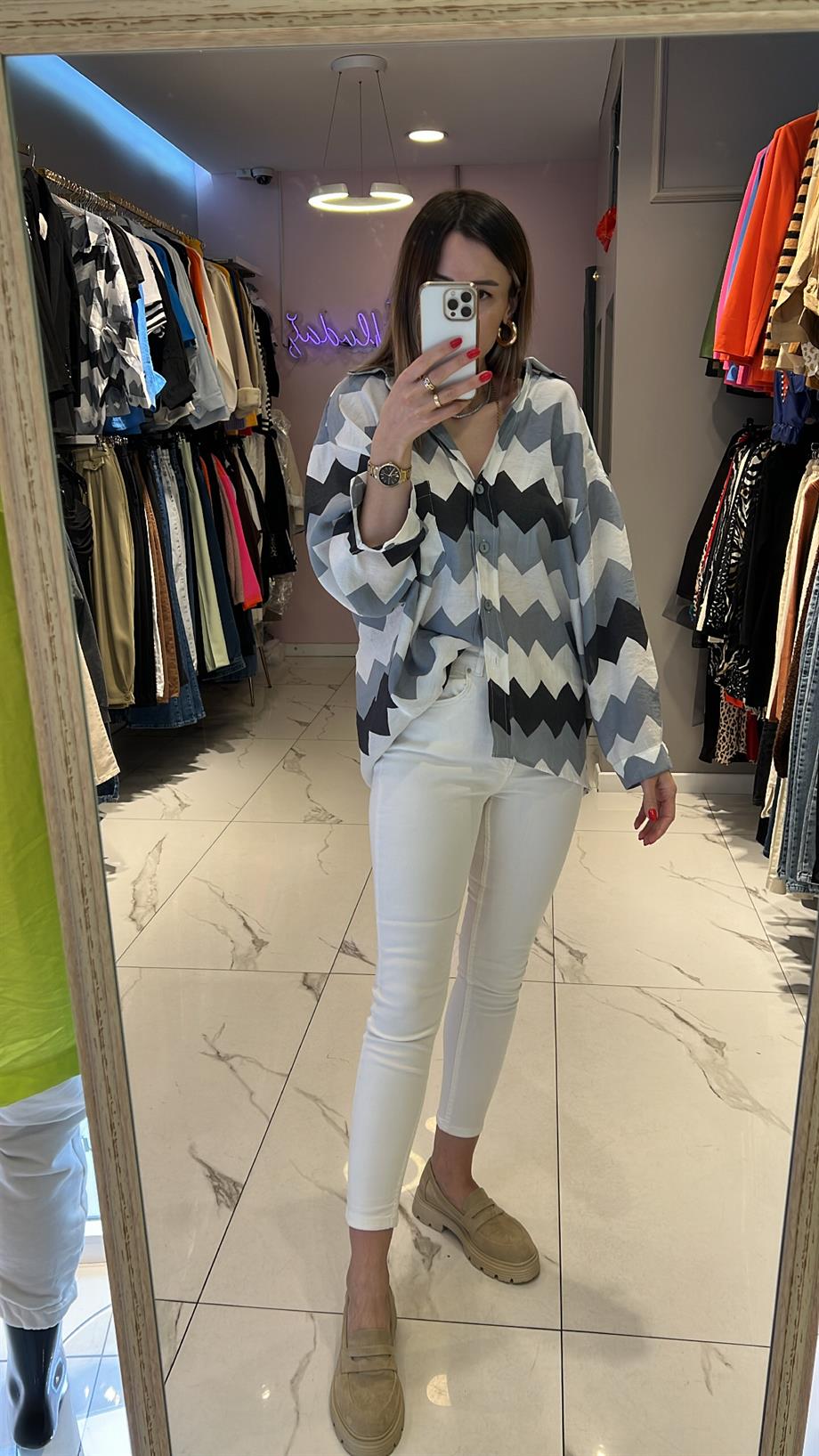 Fsp Zigzag Tensel Owersize Gömlek