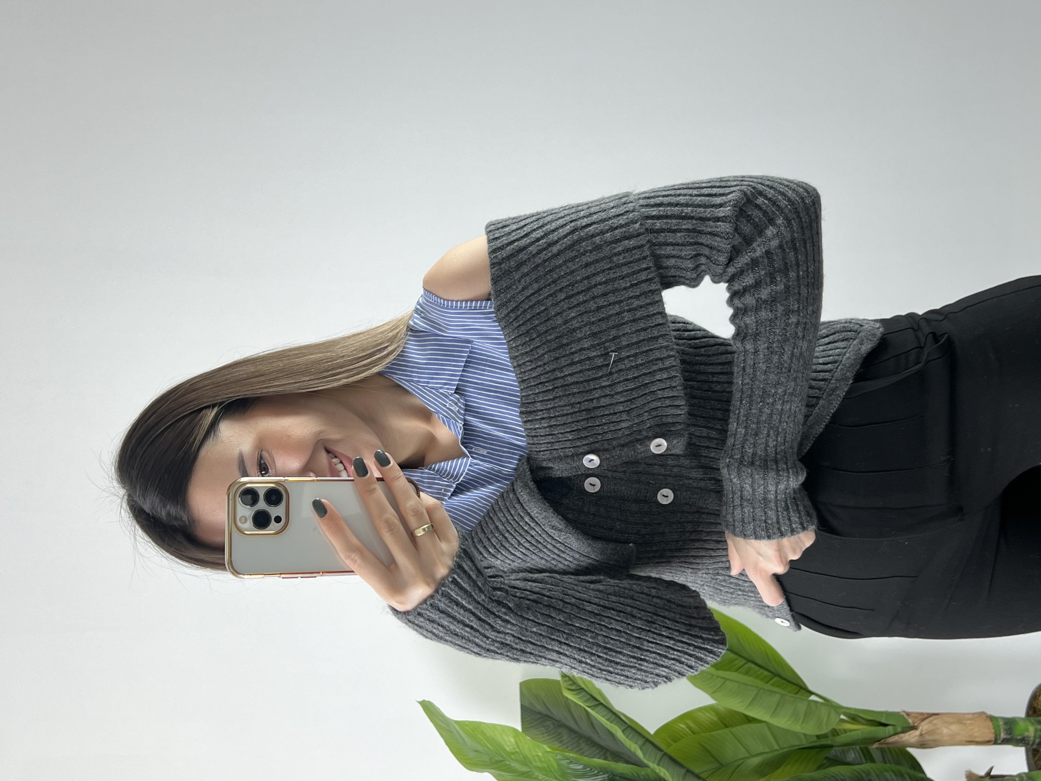 Gömlek Detay Düğmeli Kazak