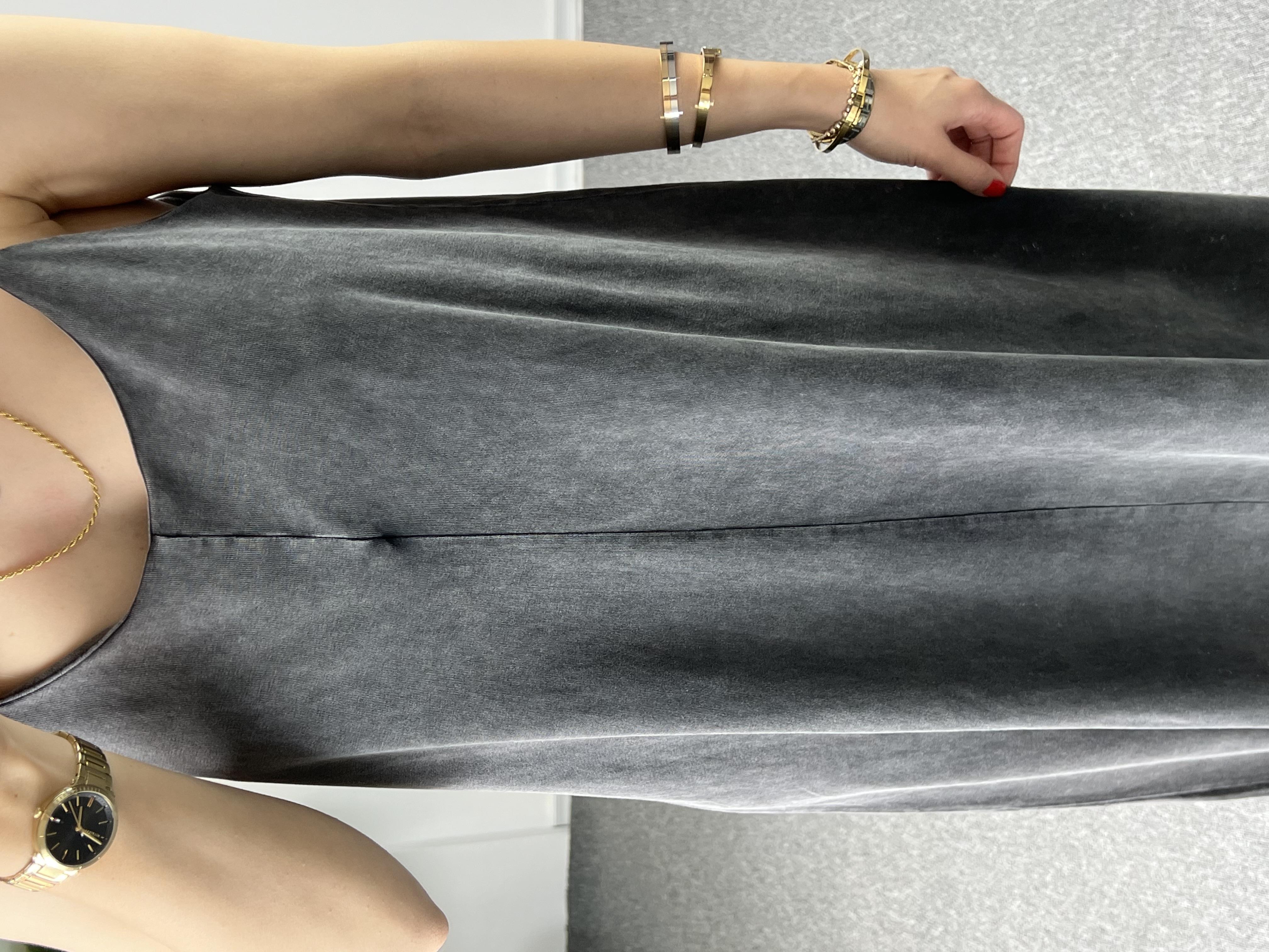 İp Askılı Yıkamalı Antrasit Elbise