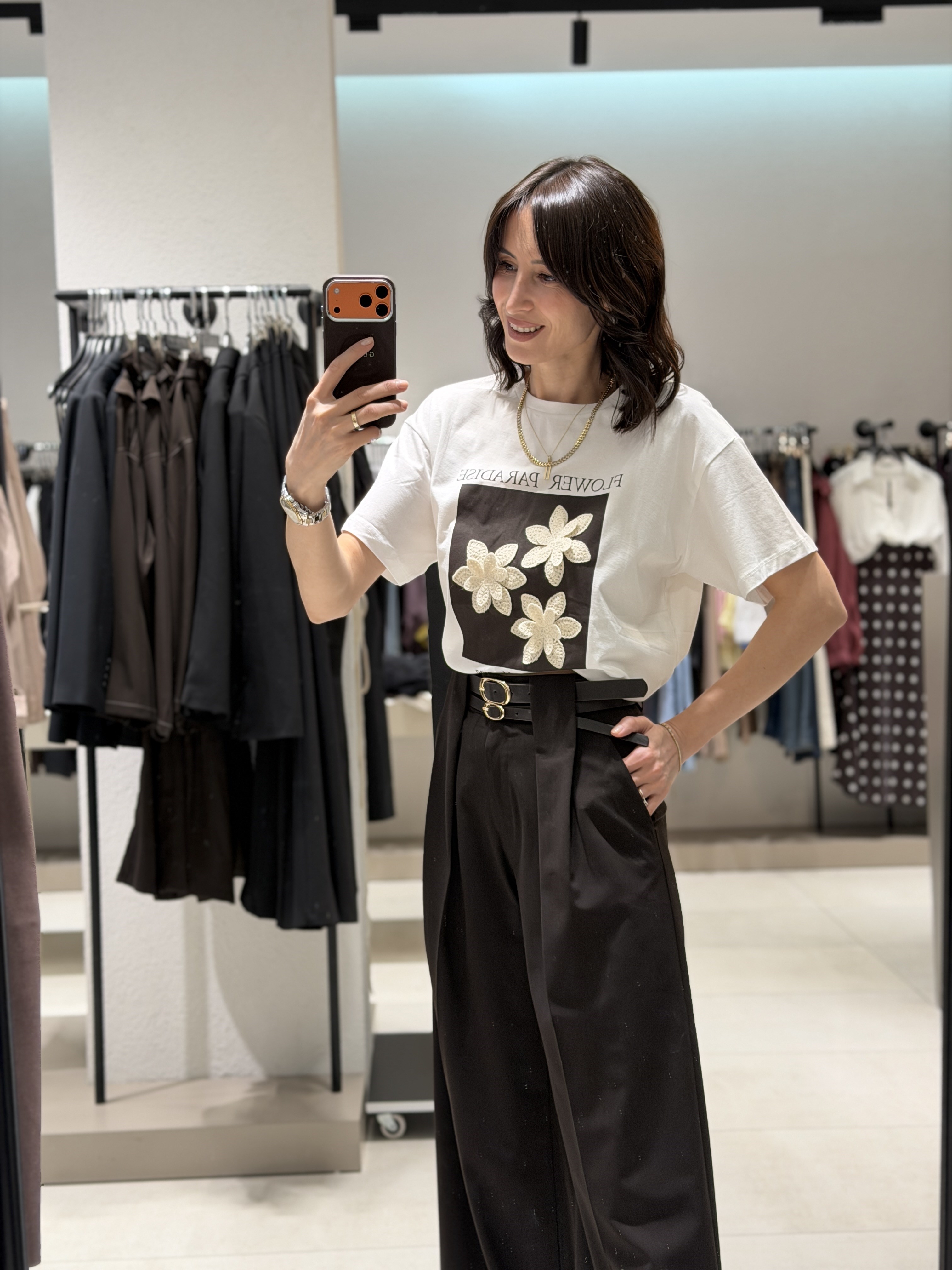 Kabartma Baskı t-shirt KAHVE