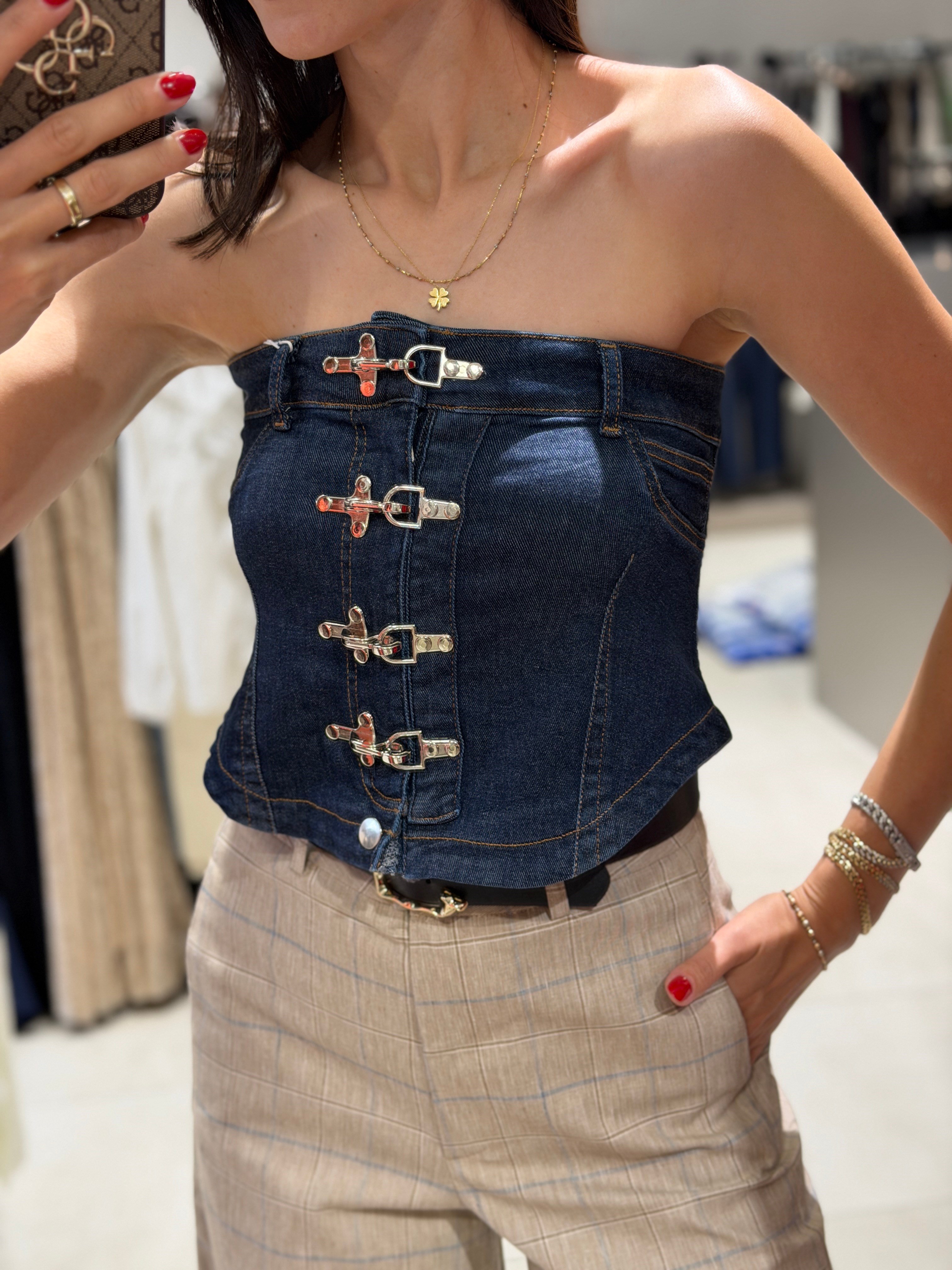 Kancalı Jean Straplez Bluz