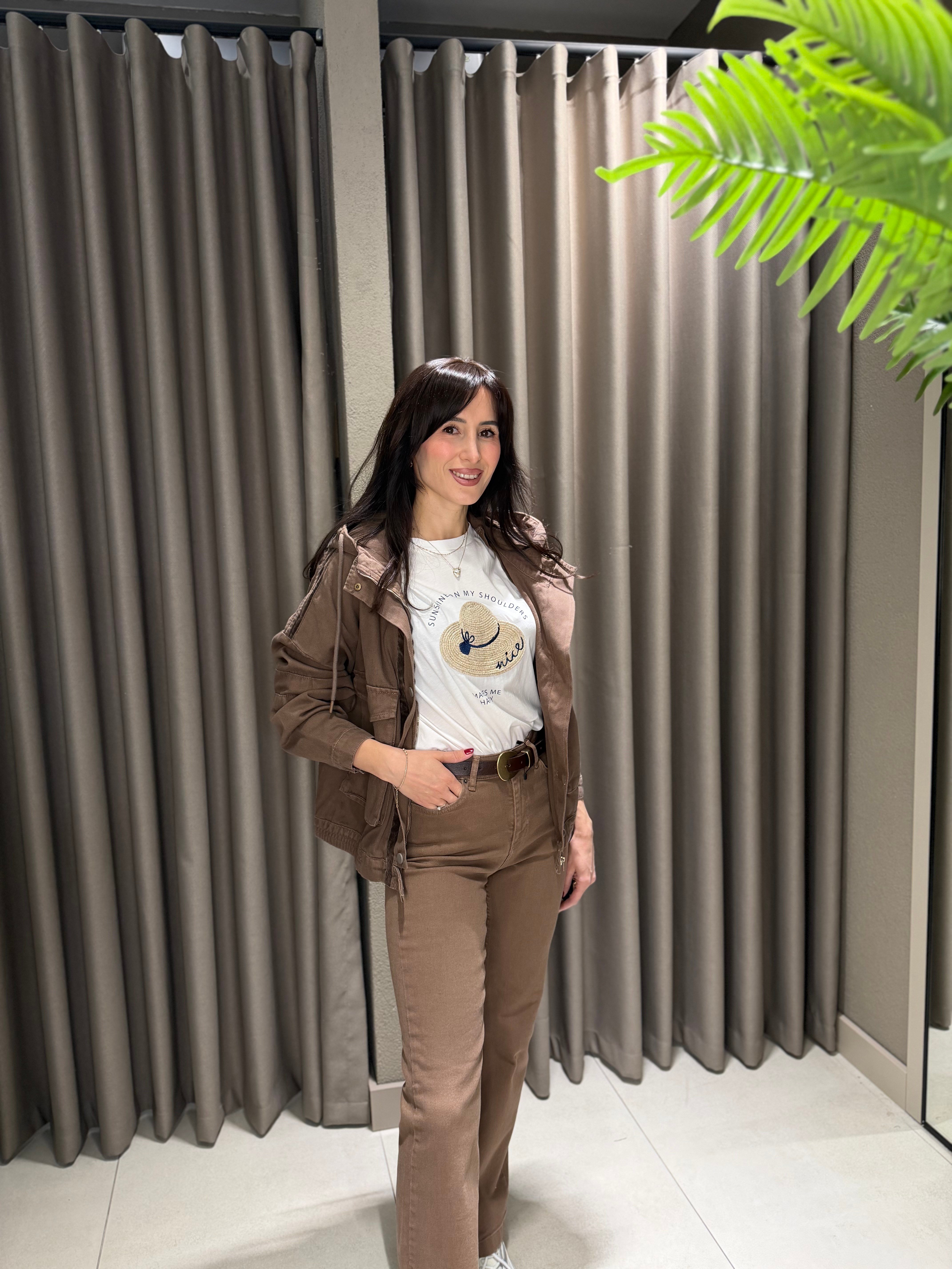 KAPİŞONLU KOT CEKET KAHVE