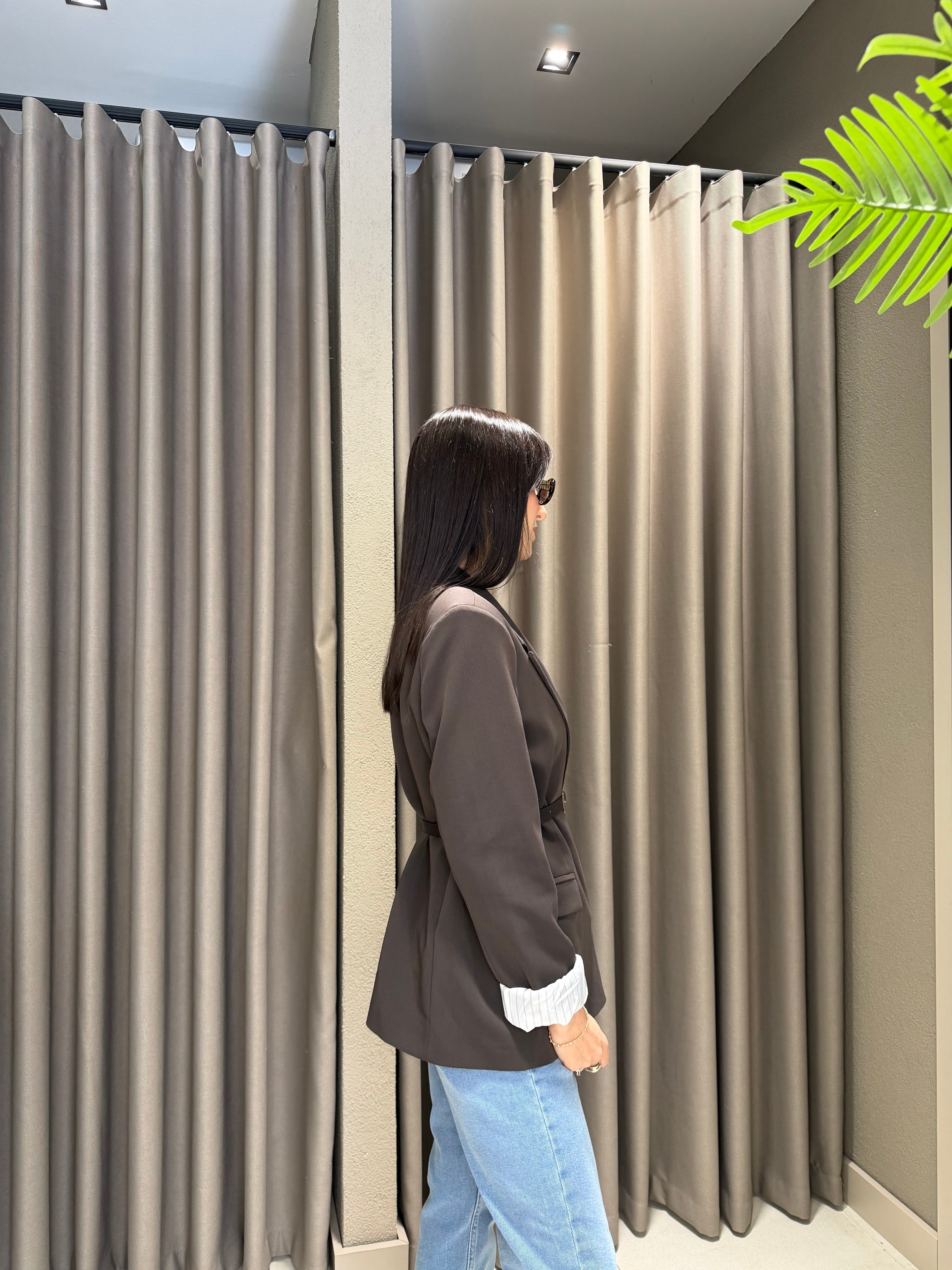 KEMERLİ BLAZER CEKET KAHVE