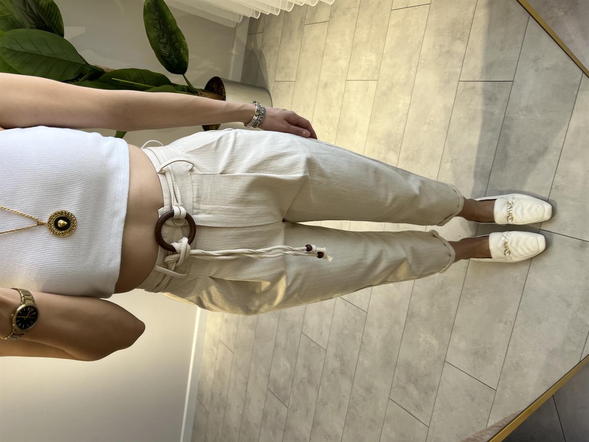 Kemerli Gabardin Pantolon