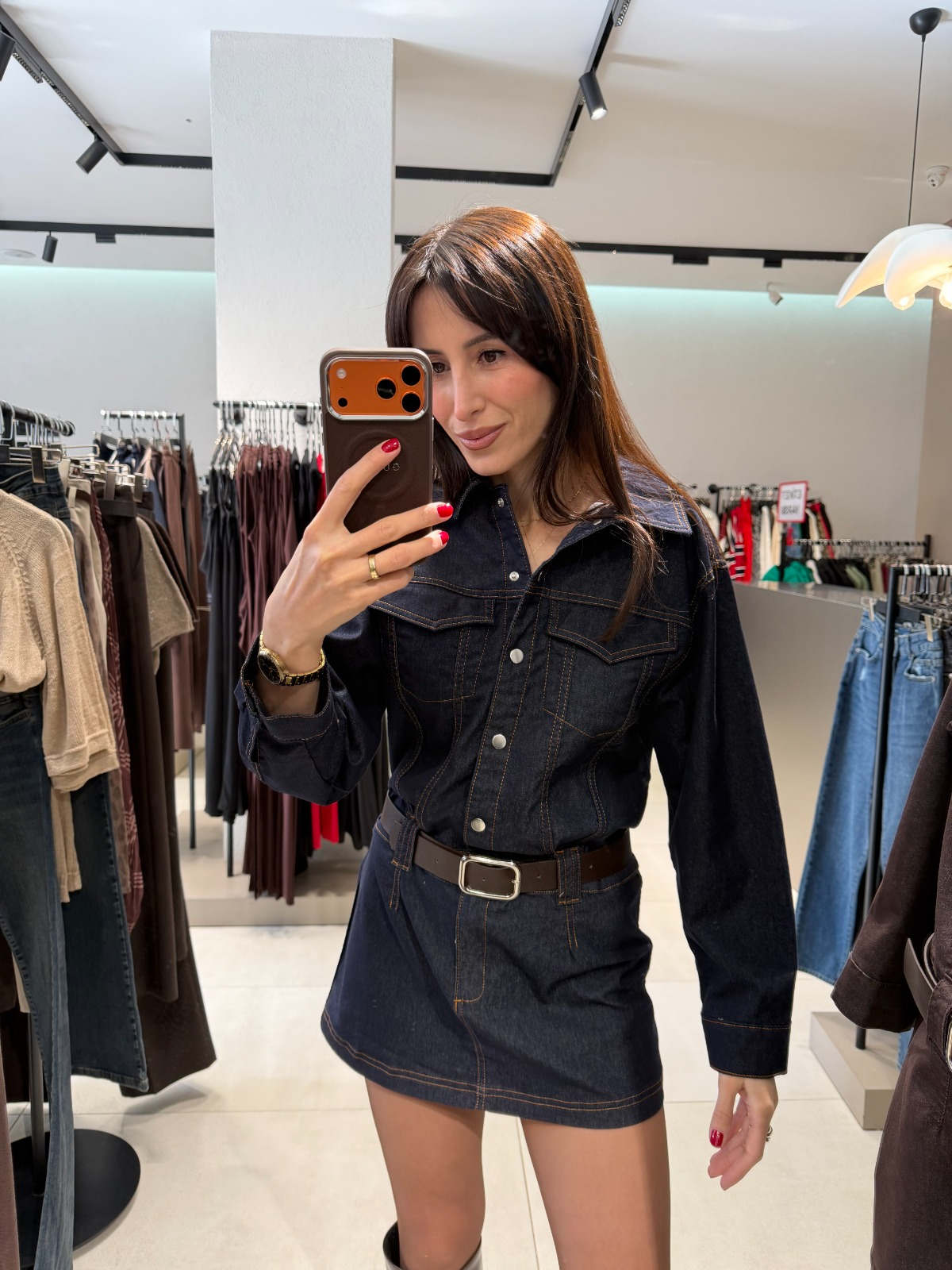 KEMERLİ MİNİ JEAN ELBİSE LACİVERT