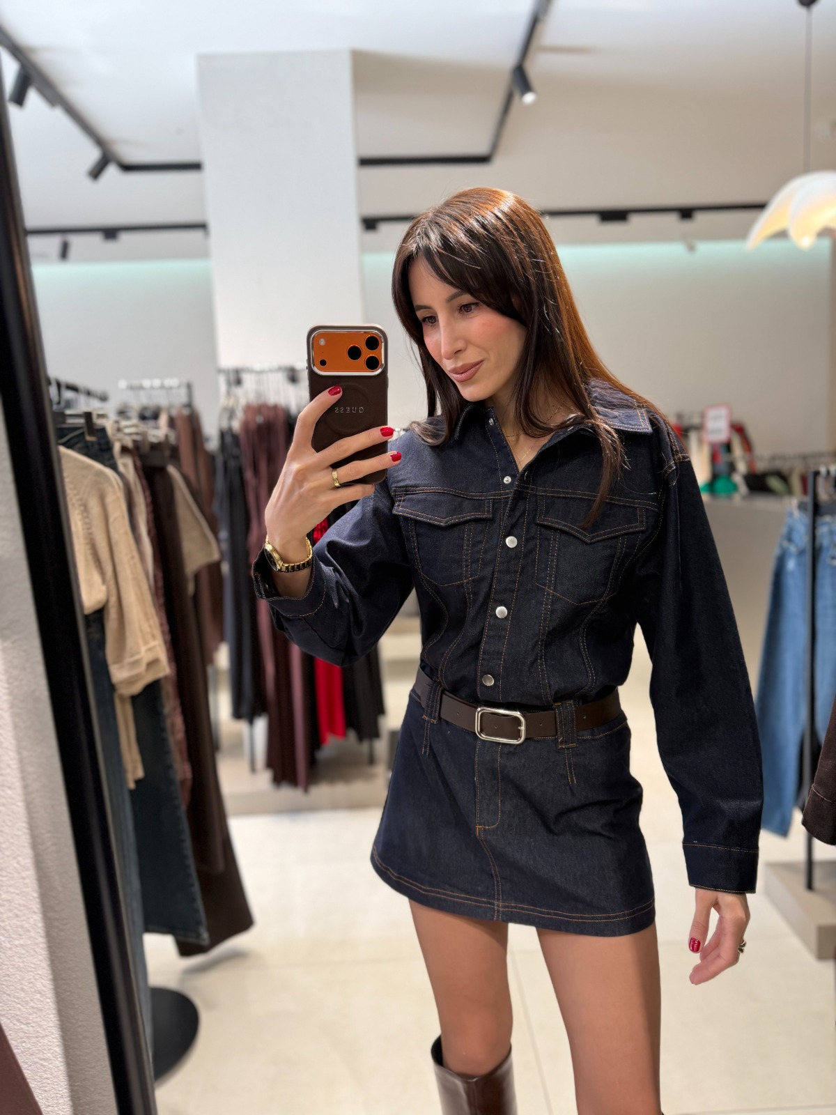 KEMERLİ MİNİ JEAN ELBİSE LACİVERT