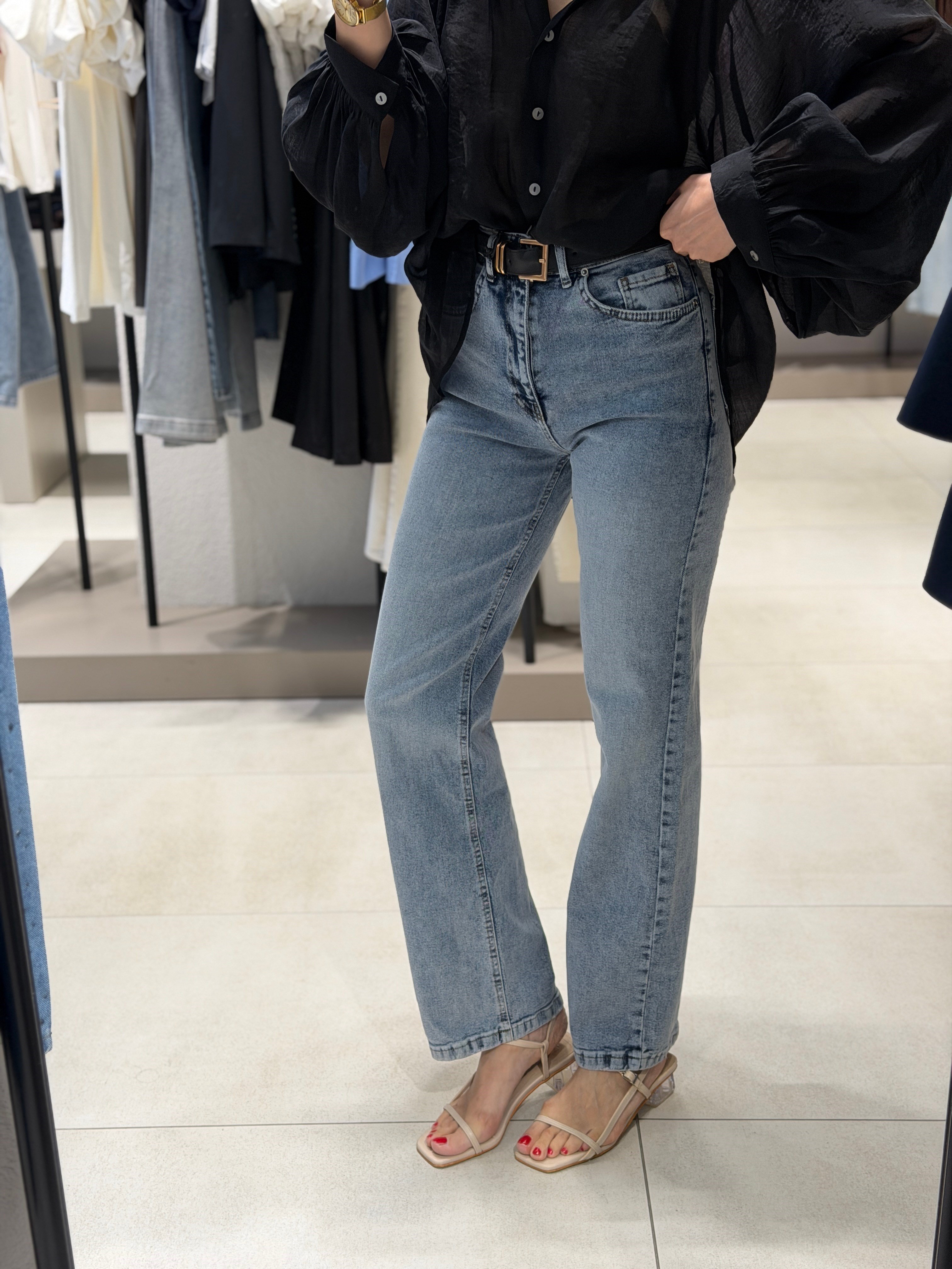 Kemerli Wideleg Jean BUZ MAVİ
