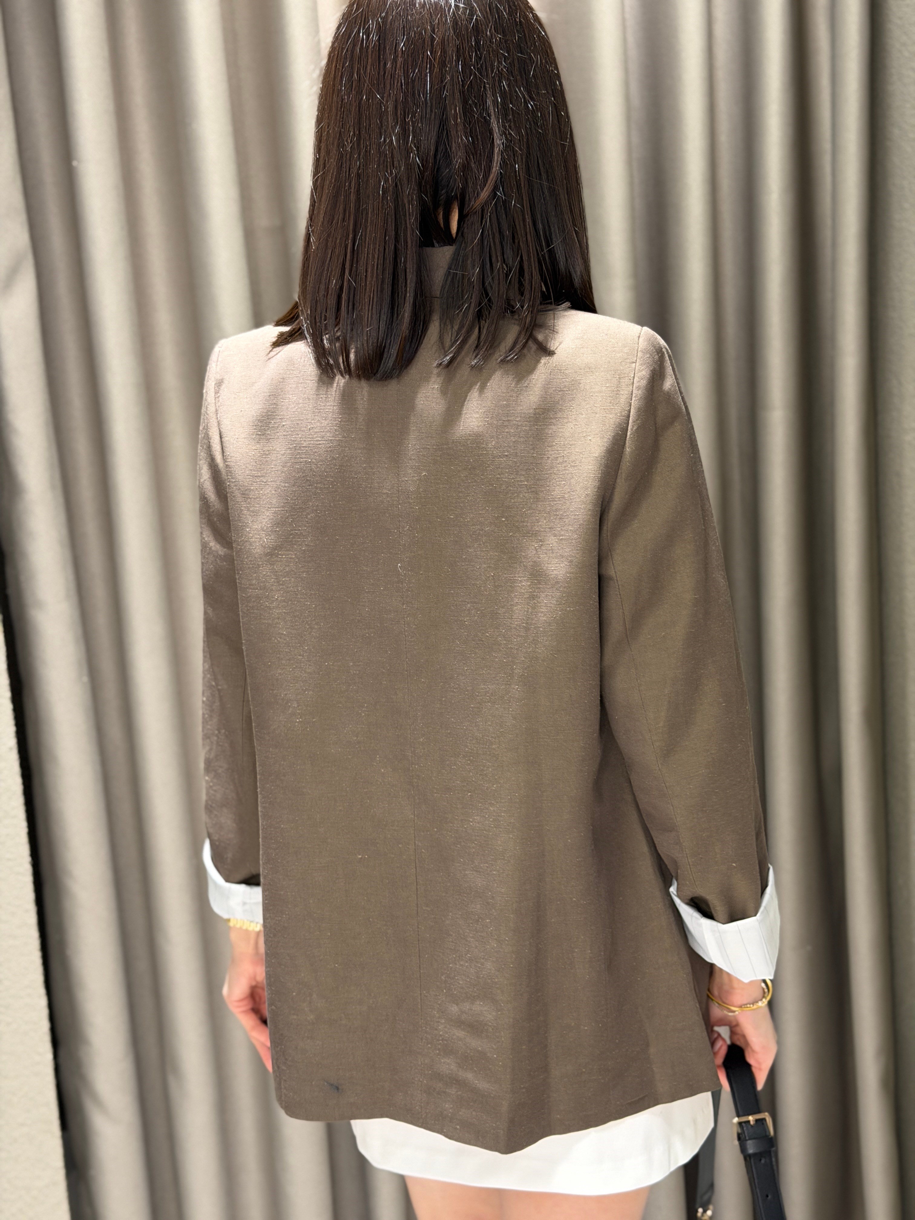 Keten Blazer Ceket KAHVE 