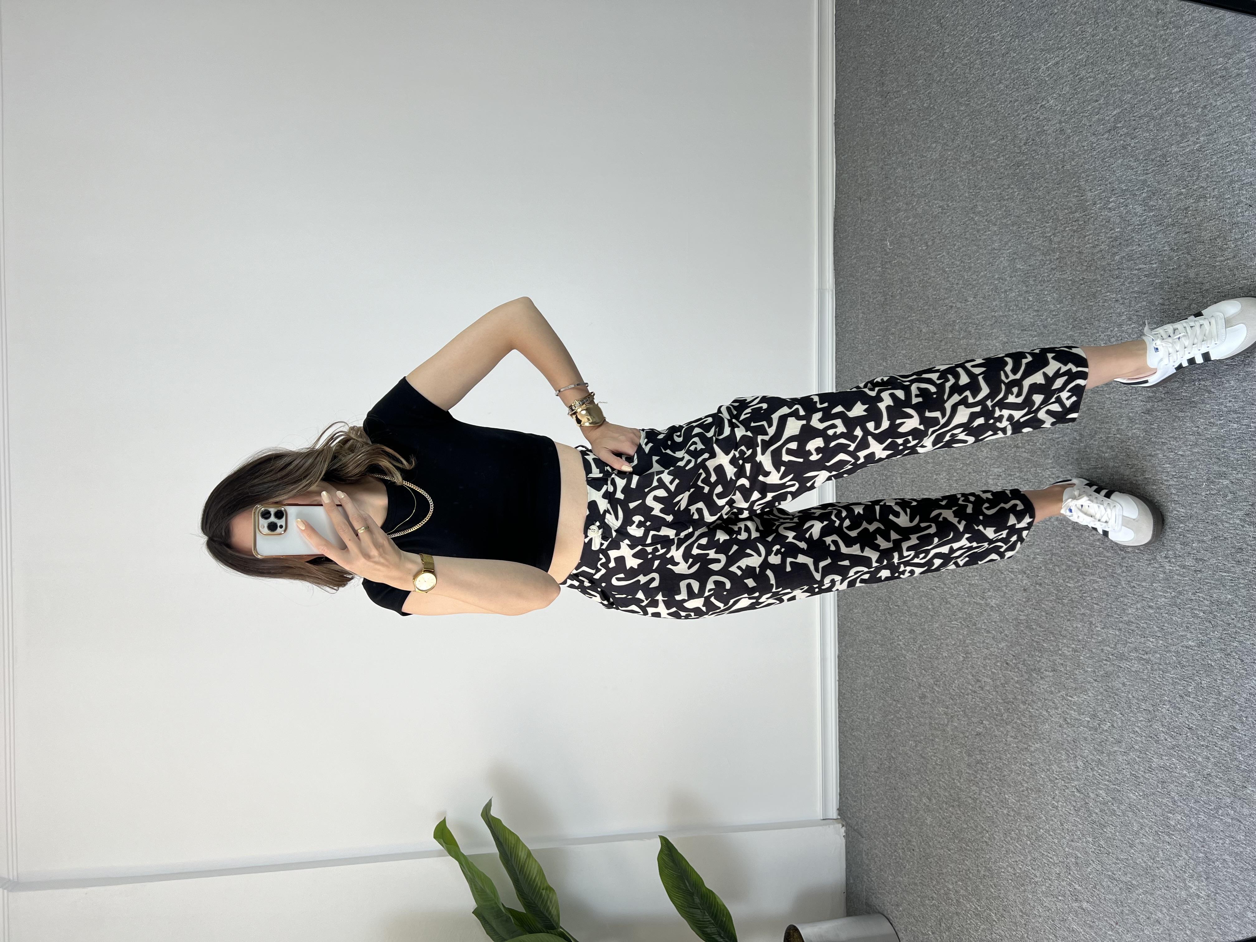 Keten Desenli Şalvar Pantolon