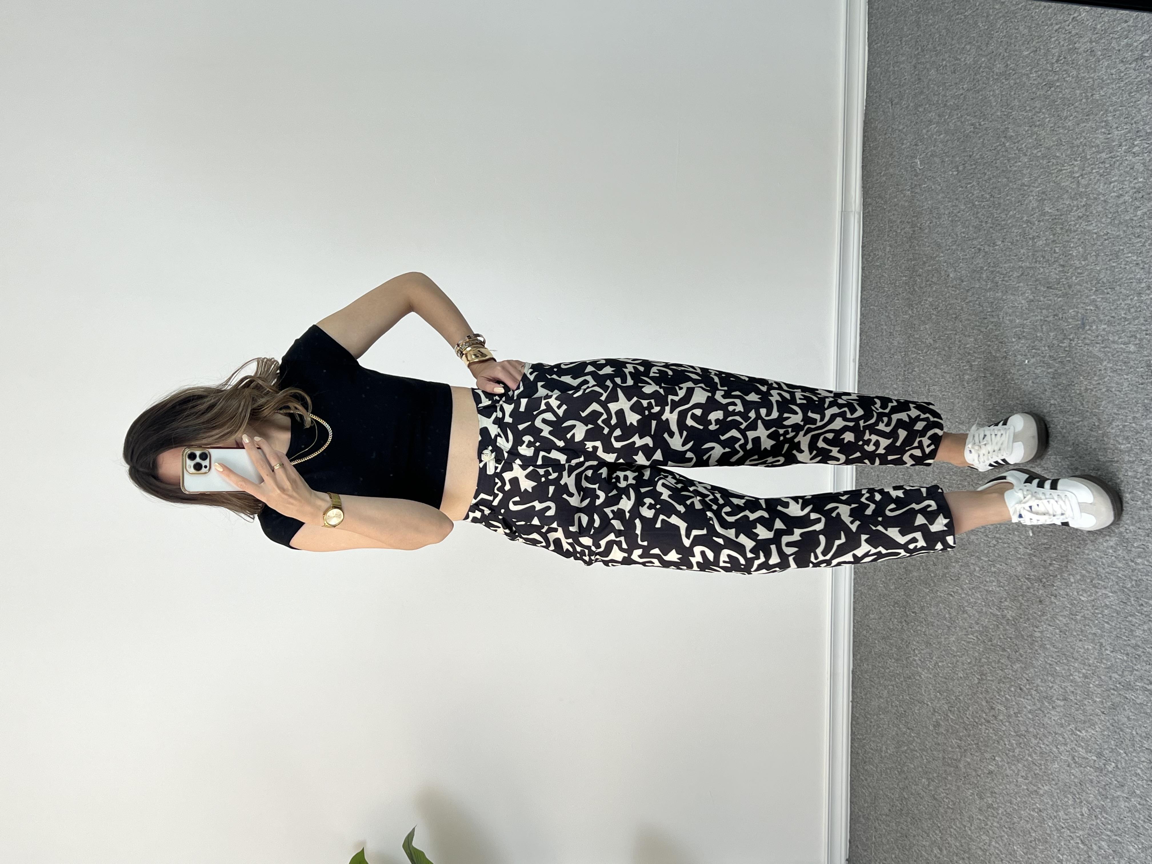 Keten Desenli Şalvar Pantolon