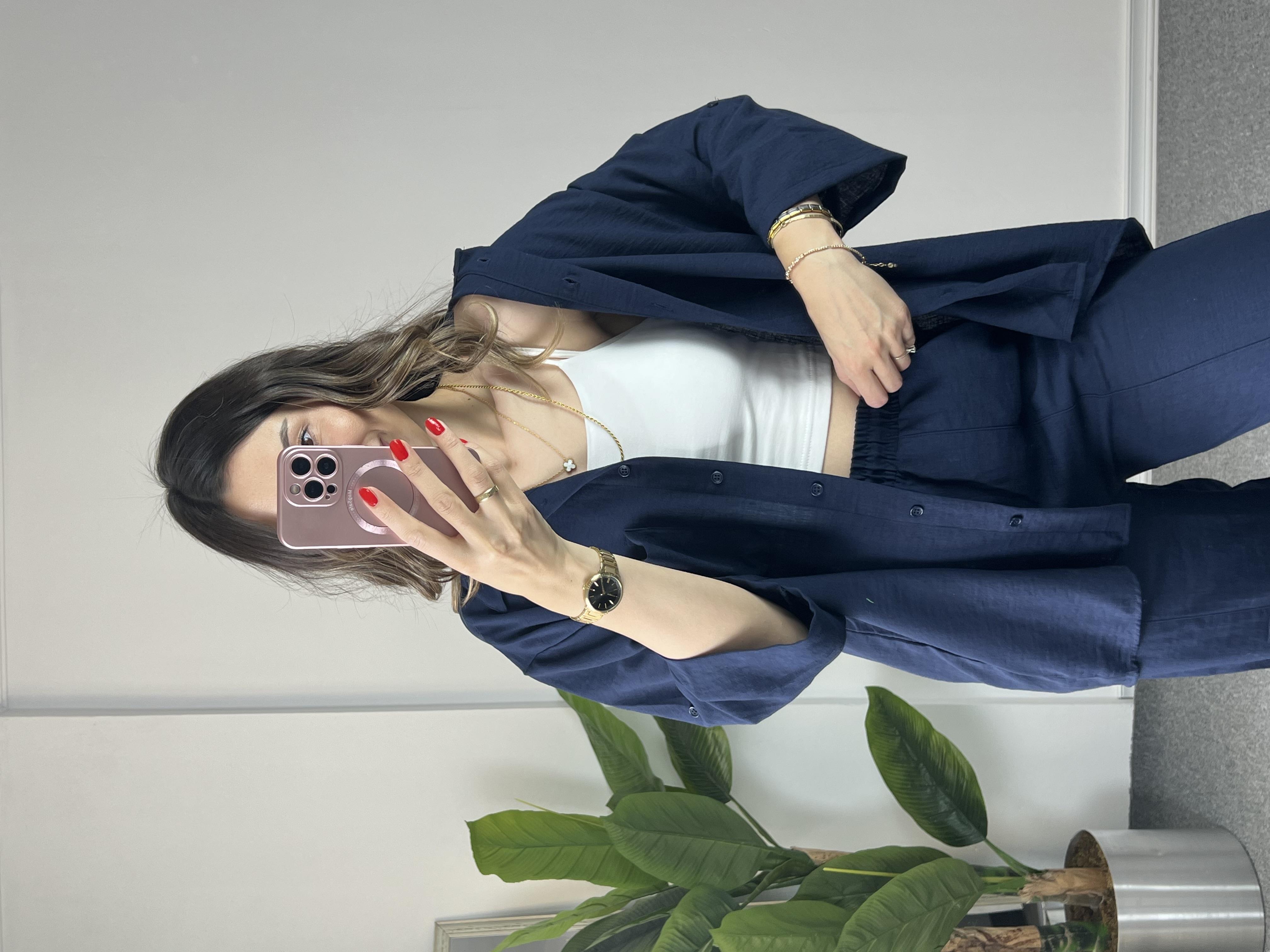 Keten Gömlekli Lacivert Takım 