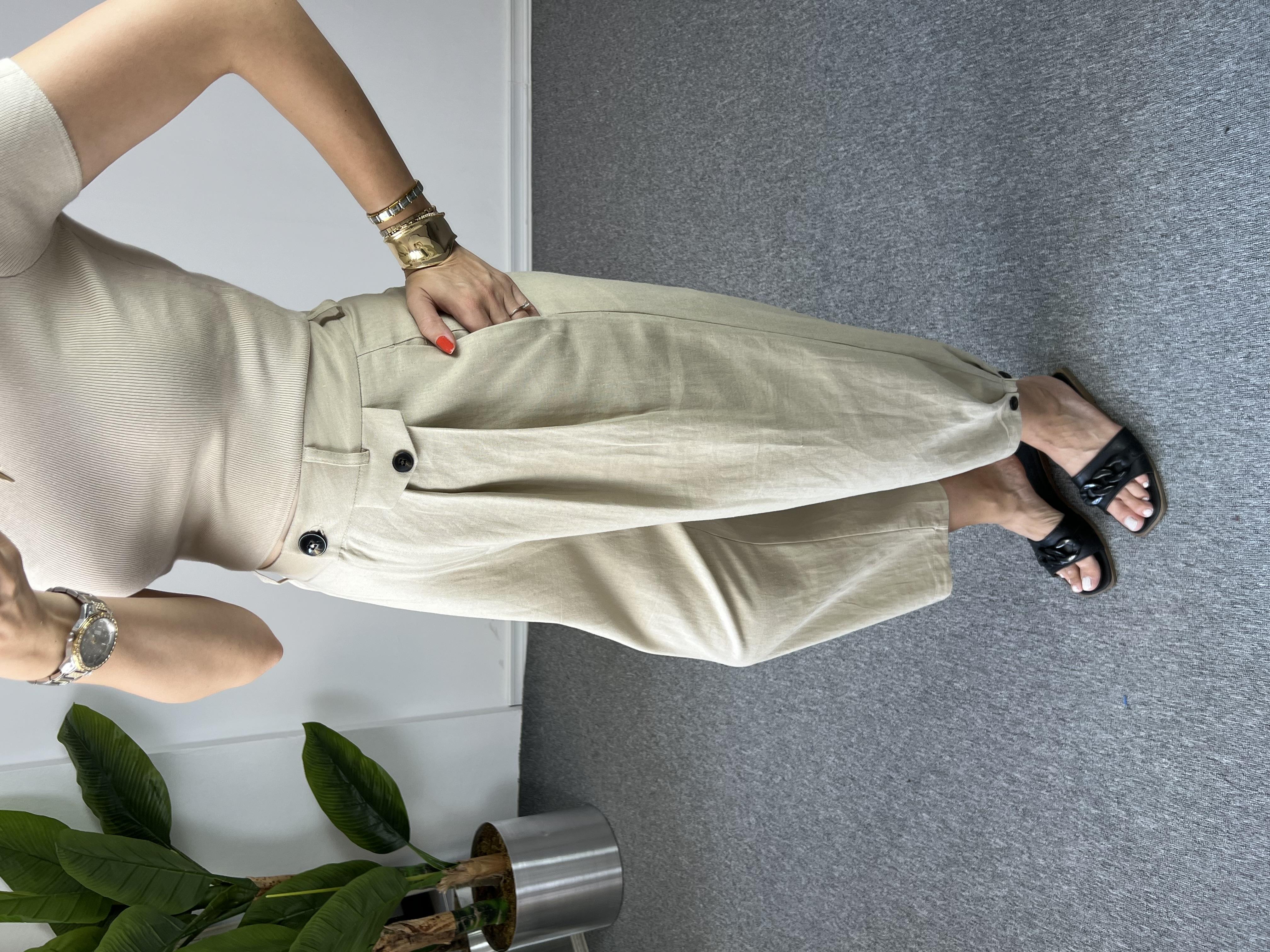 Keten Şalvar Taş Pantolon