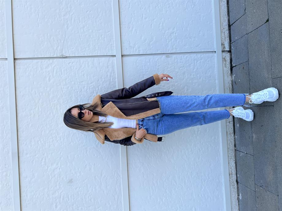 Koyu Kahve Biker Mont