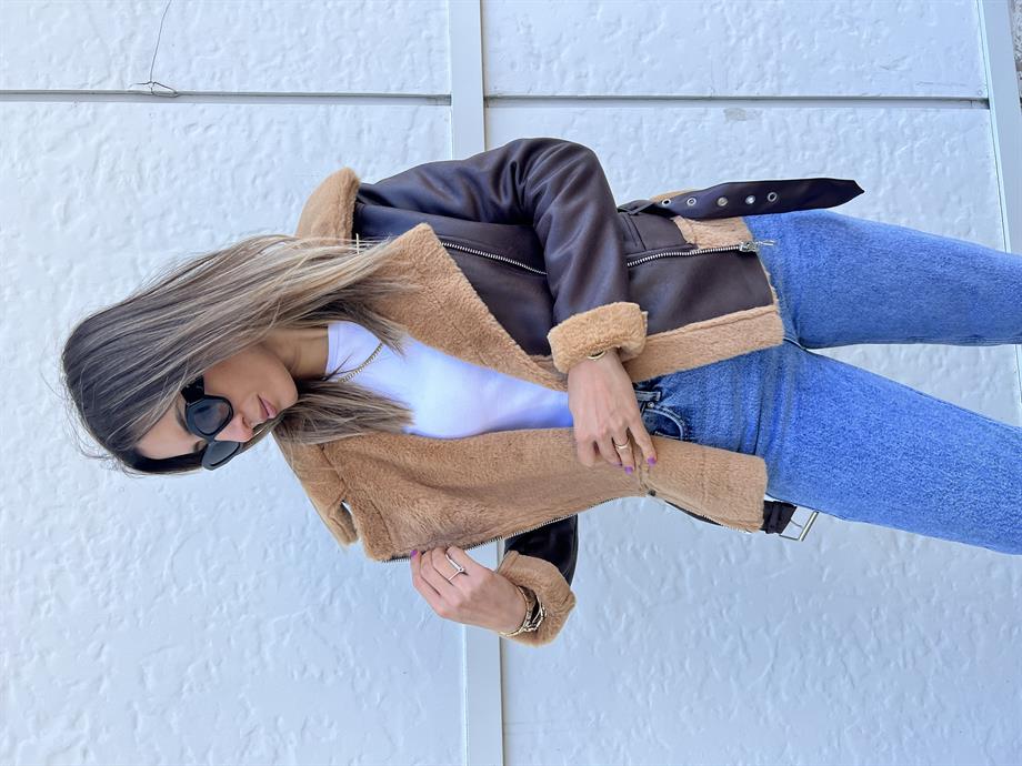 Koyu Kahve Biker Mont