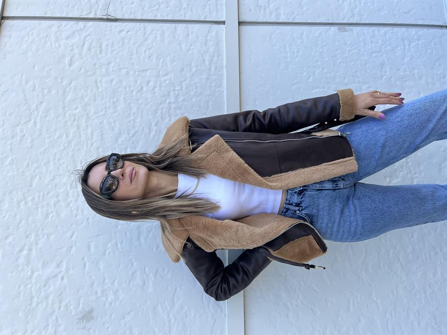 Koyu Kahve Biker Mont